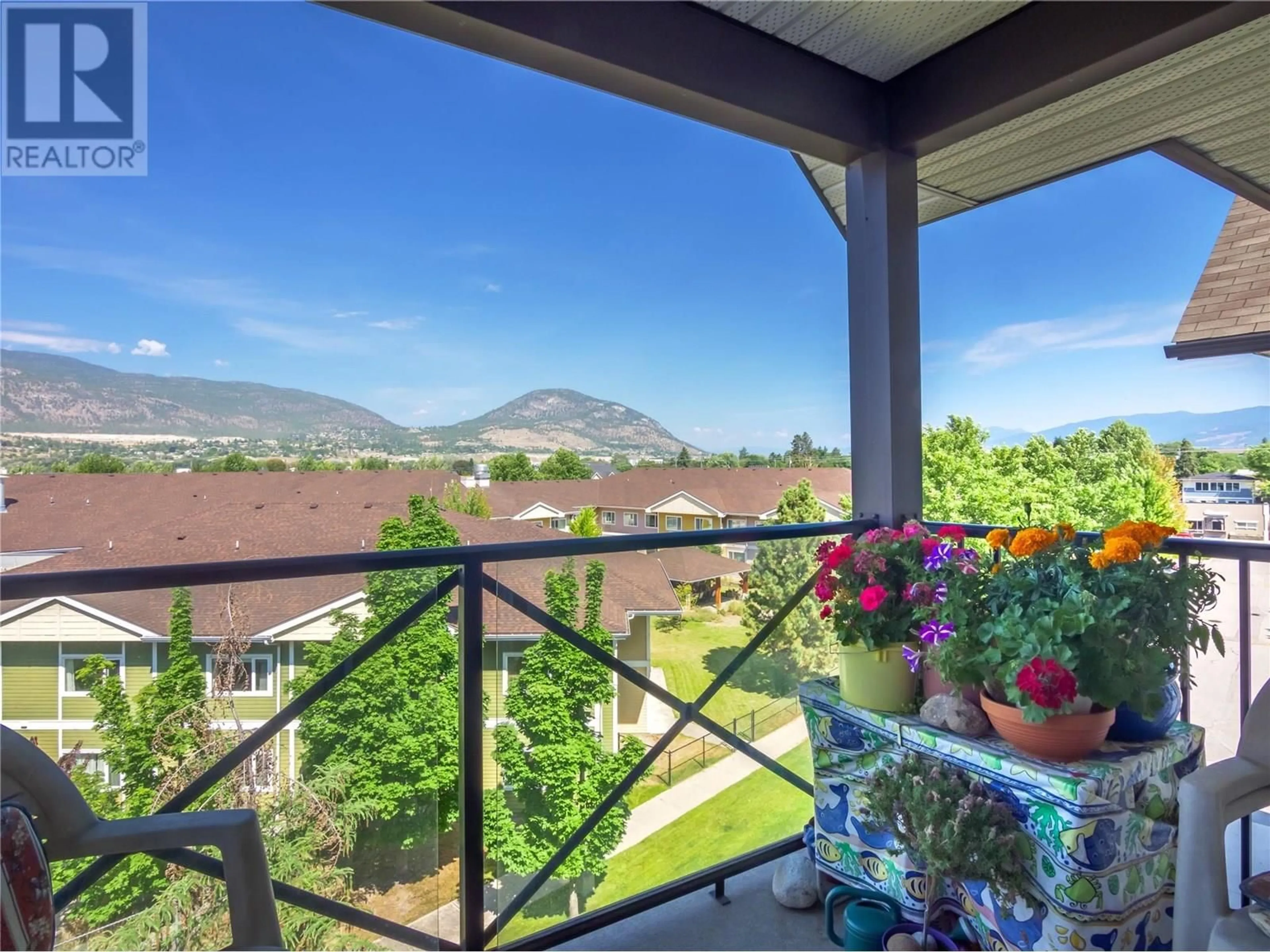 Balcony in the apartment, mountain view for 410 - 256 HASTINGS AVENUE, Penticton British Columbia V2A2V6