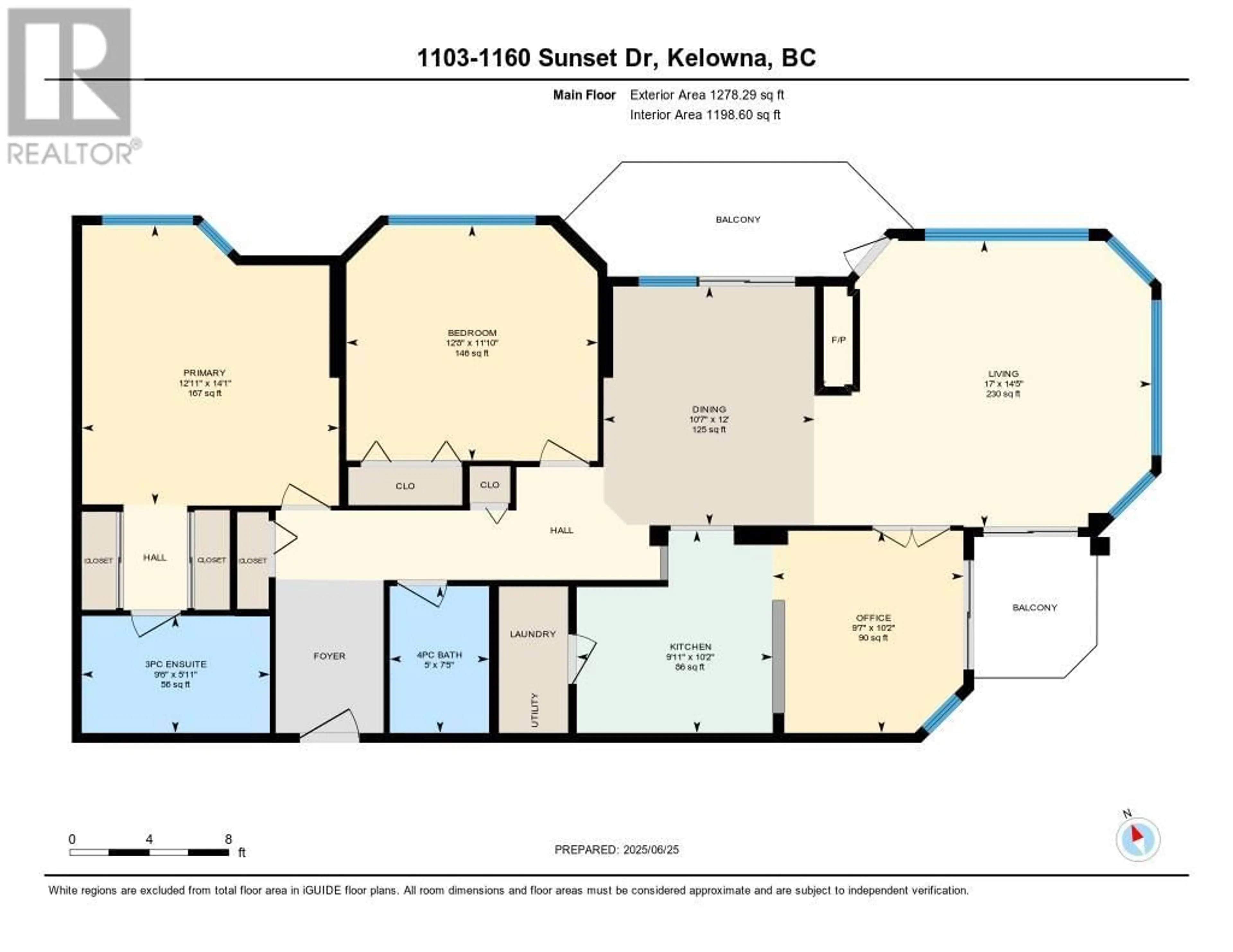 Floor plan for 1103 - 1160 SUNSET DRIVE, Kelowna British Columbia V1Y9P7