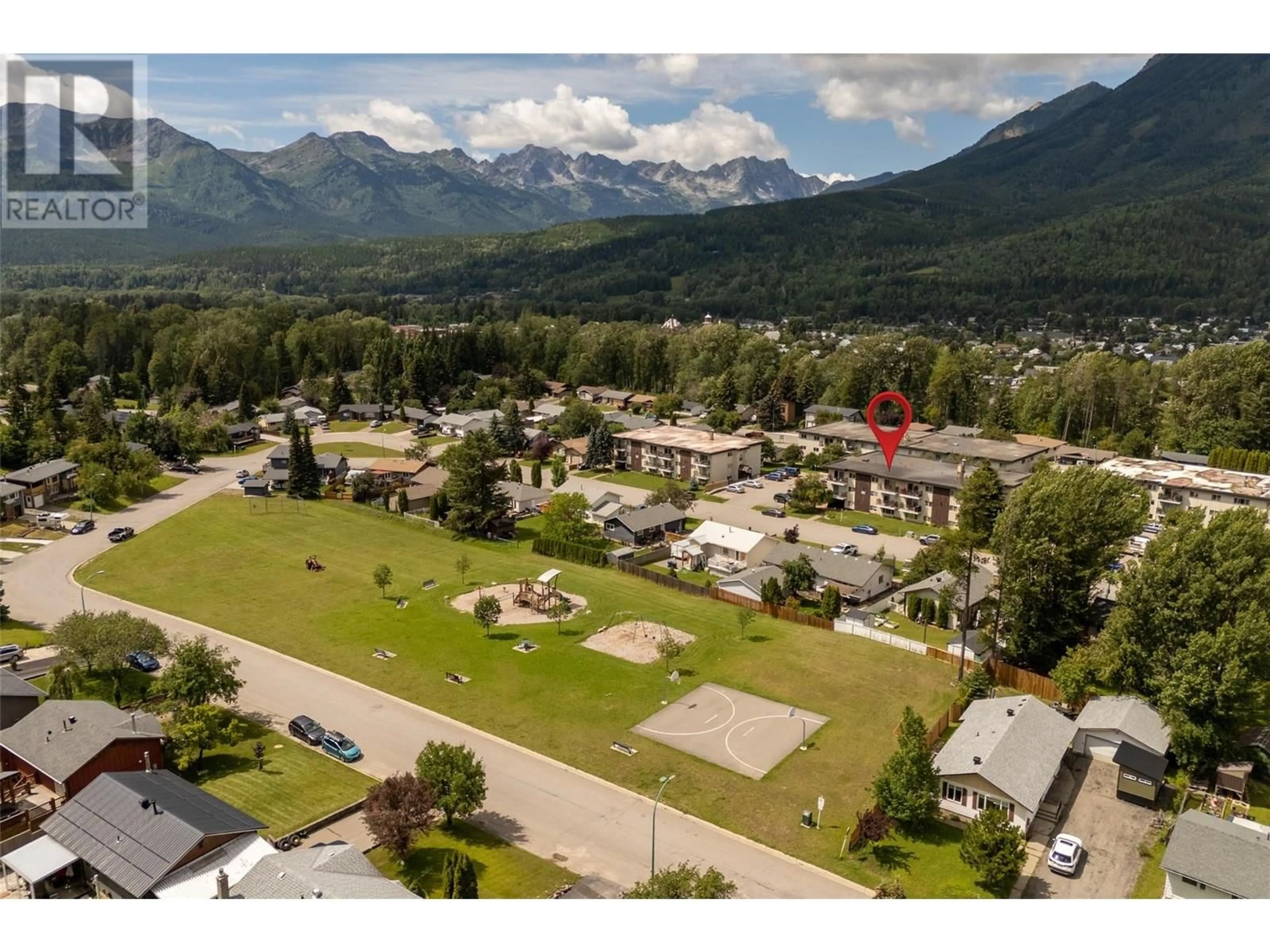 A pic from outside/outdoor area/front of a property/back of a property/a pic from drone, mountain view for 306 - 51 RIDGEMONT DRIVE, Fernie British Columbia V0B1M2