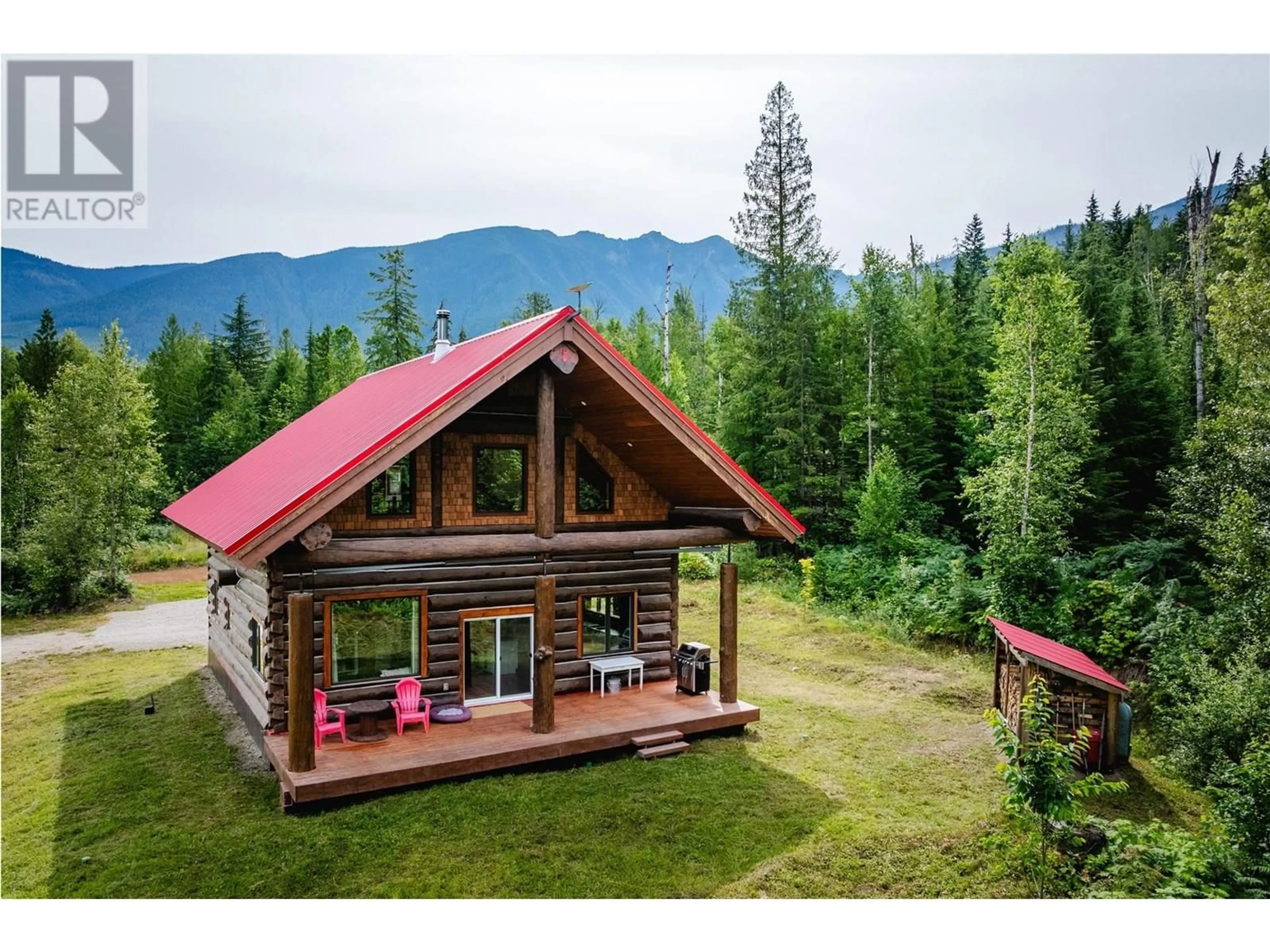 A pic from outside/outdoor area/front of a property/back of a property/a pic from drone, mountain view for 935 HILL CREEK ROAD, Galena Bay British Columbia V0G1R2