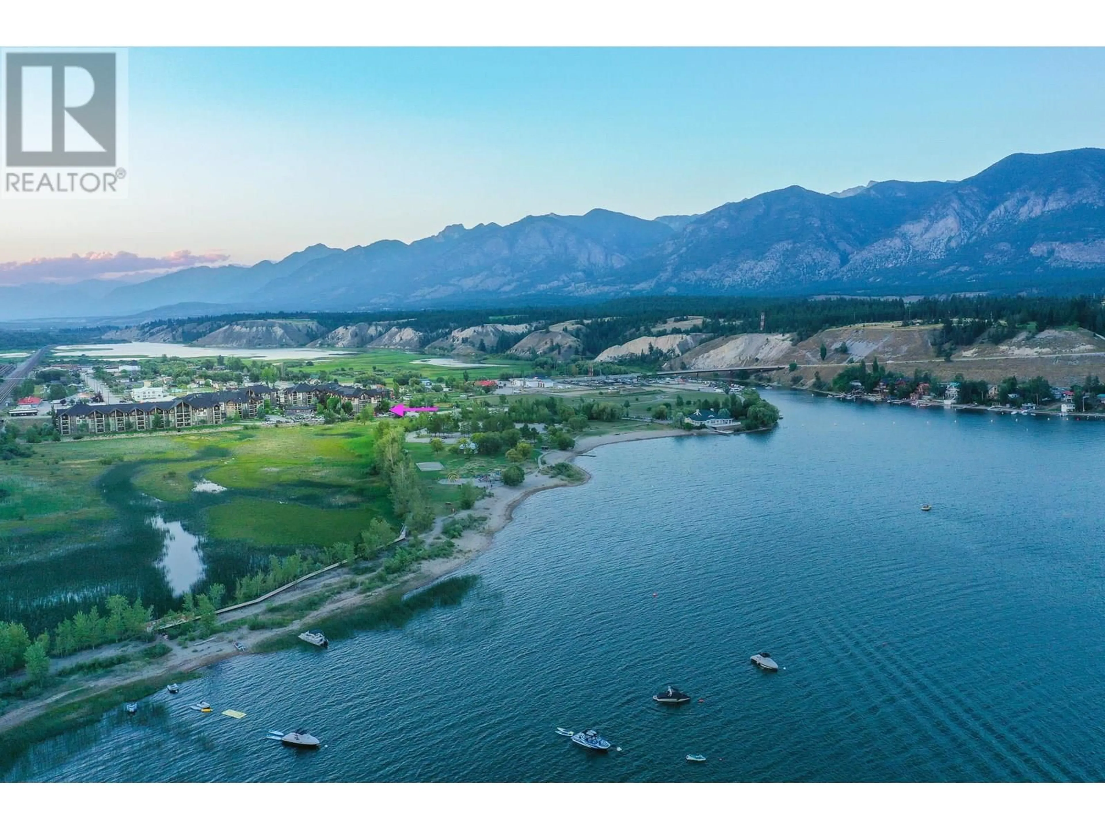 A pic from outside/outdoor area/front of a property/back of a property/a pic from drone, water/lake/river/ocean view for 2114 - 205 THIRD AVENUE, Invermere British Columbia V0A1K7