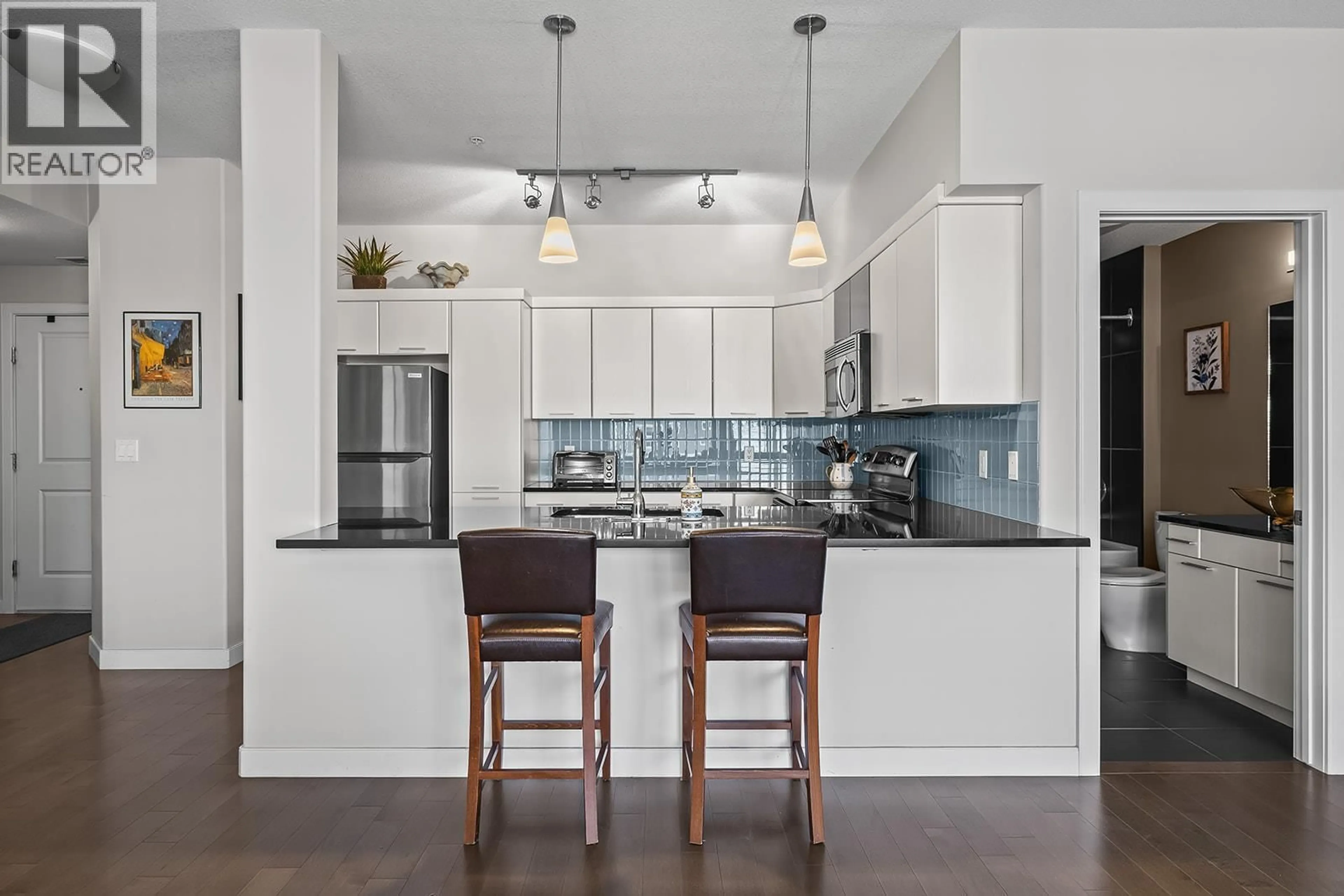 Contemporary kitchen, ceramic/tile floor for 510 - 3645 CARRINGTON ROAD, West Kelowna British Columbia V4T3G9