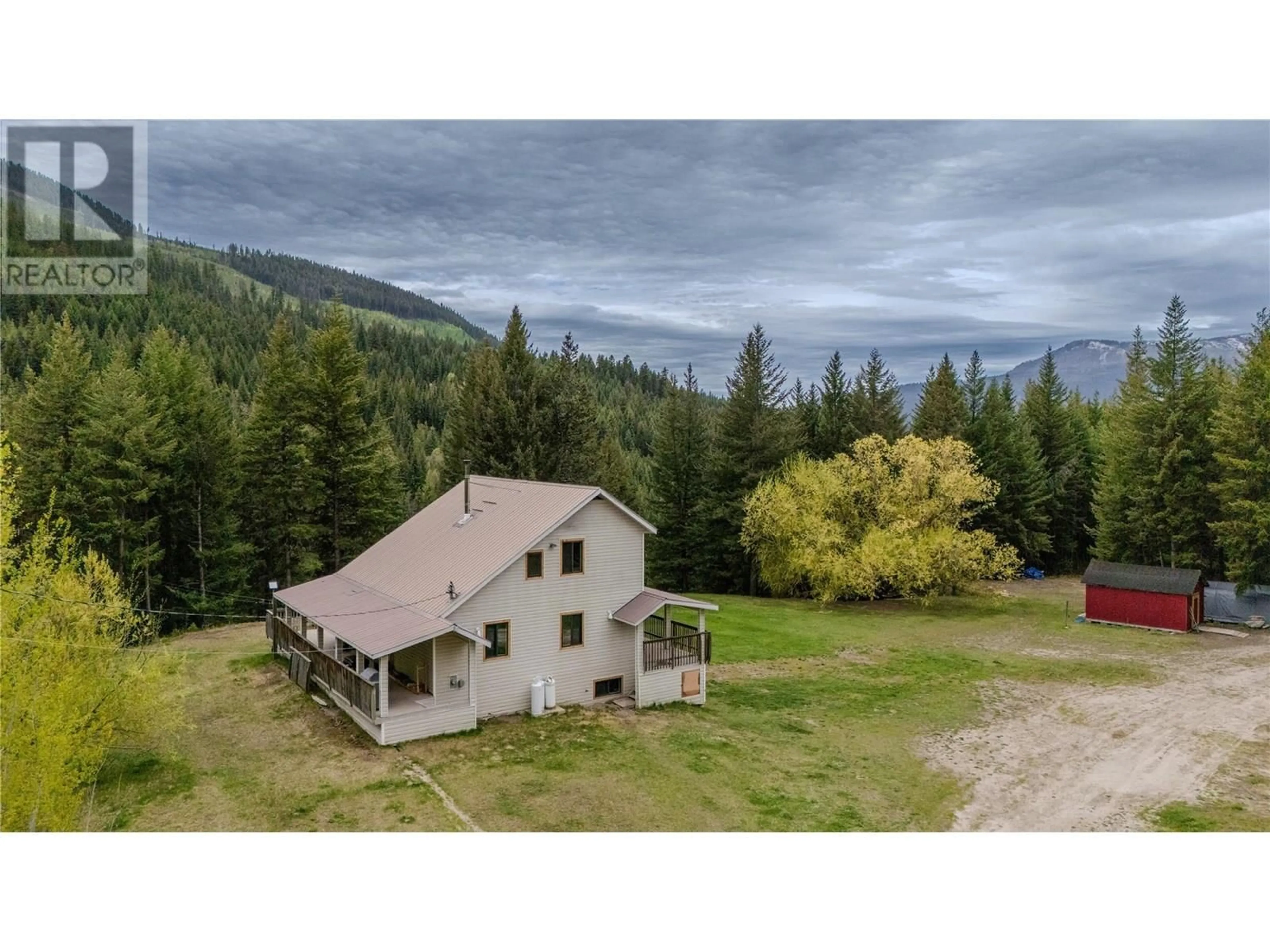 A pic from outside/outdoor area/front of a property/back of a property/a pic from drone, mountain view for 7250 CHINA VALLEY ROAD, Falkland British Columbia V0E1W1