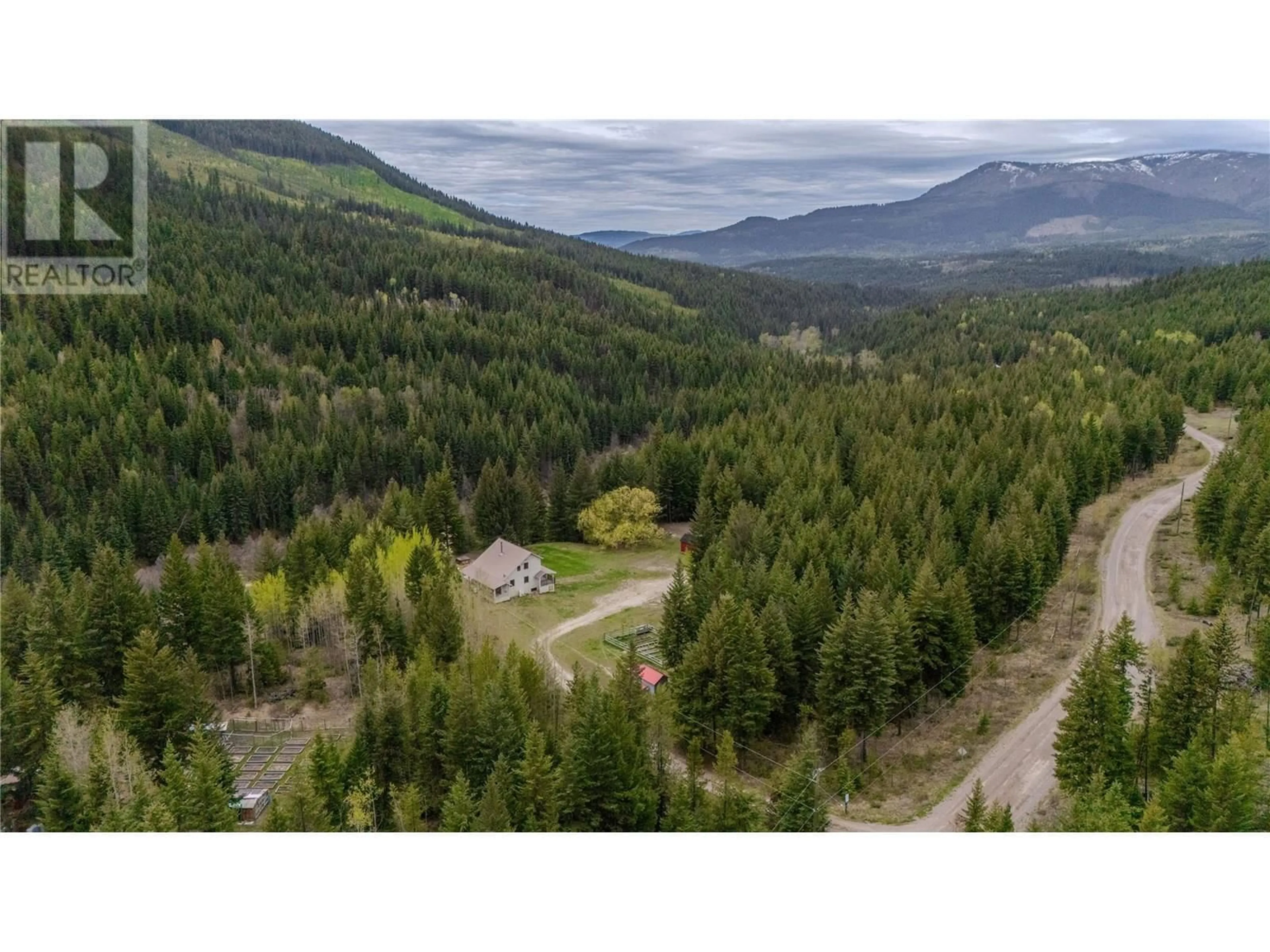 A pic from outside/outdoor area/front of a property/back of a property/a pic from drone, mountain view for 7250 CHINA VALLEY ROAD, Falkland British Columbia V0E1W1