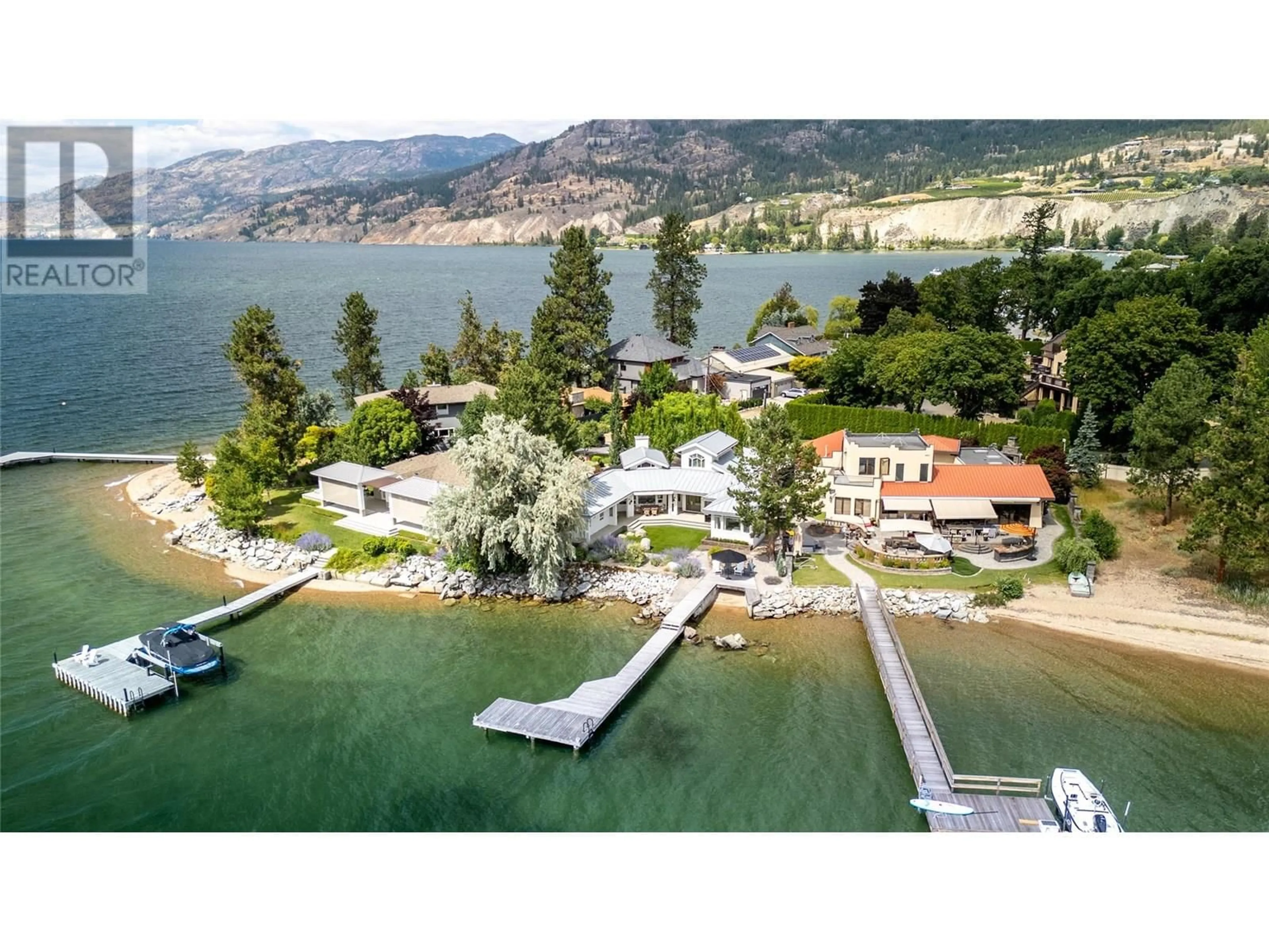 A pic from outside/outdoor area/front of a property/back of a property/a pic from drone, water/lake/river/ocean view for 40 ROBINSON POINT ROAD, Naramata British Columbia V0H1N1