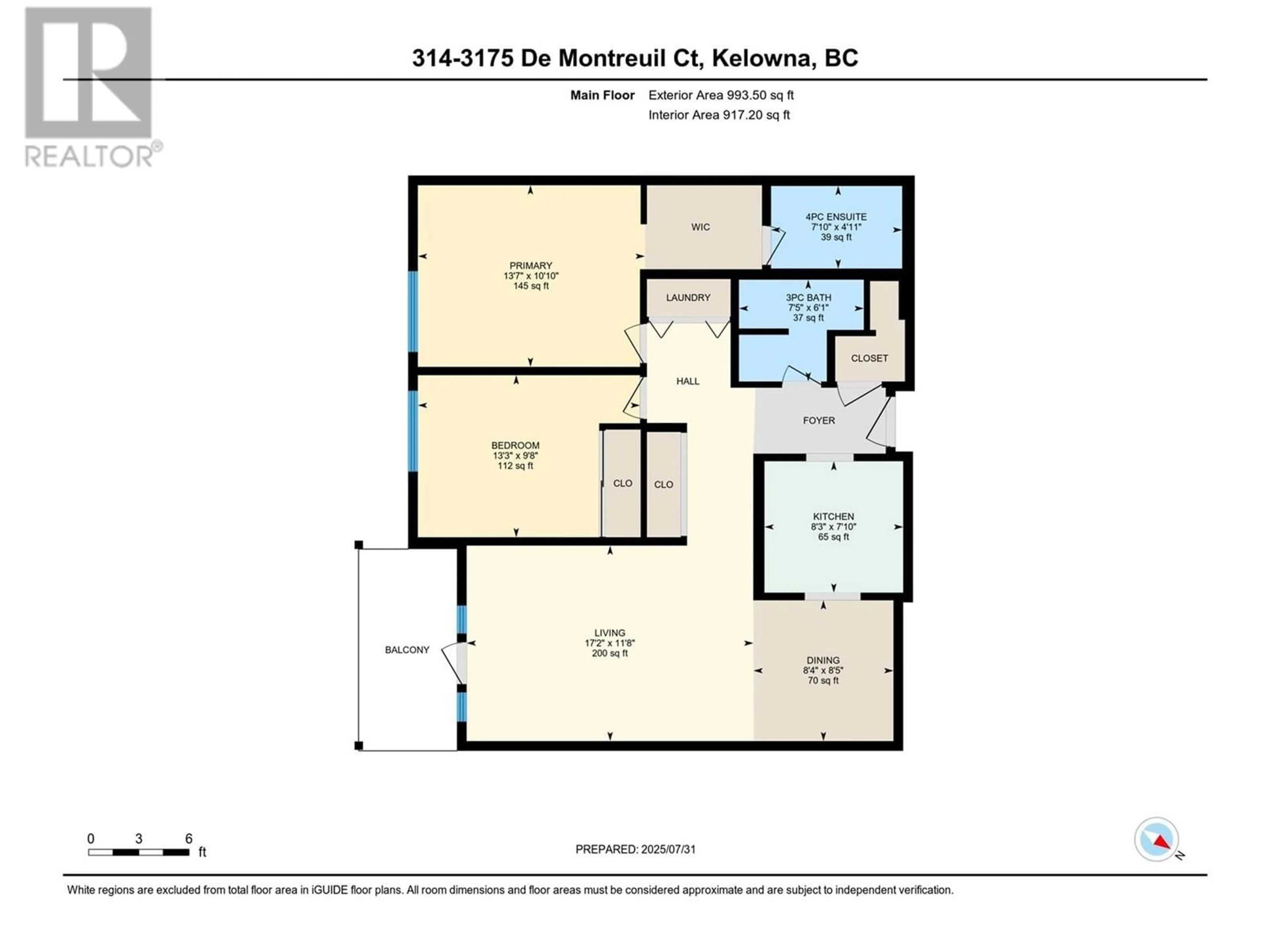 Floor plan for 314 - 3175 DE MONTREUIL COURT, Kelowna British Columbia V1W3X2