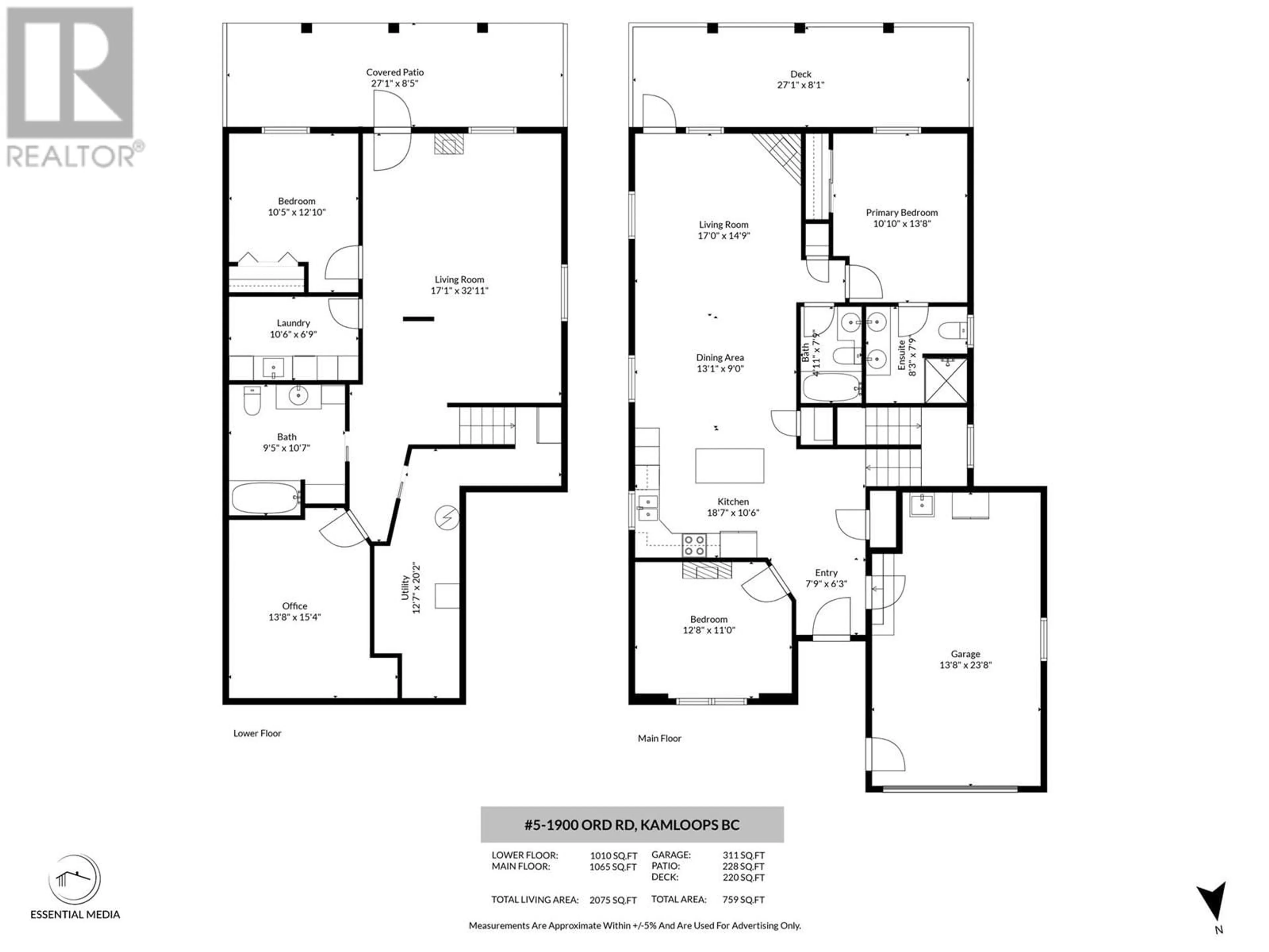 Floor plan for 5 - 1900 ORD ROAD, Kamloops British Columbia V2B0B6