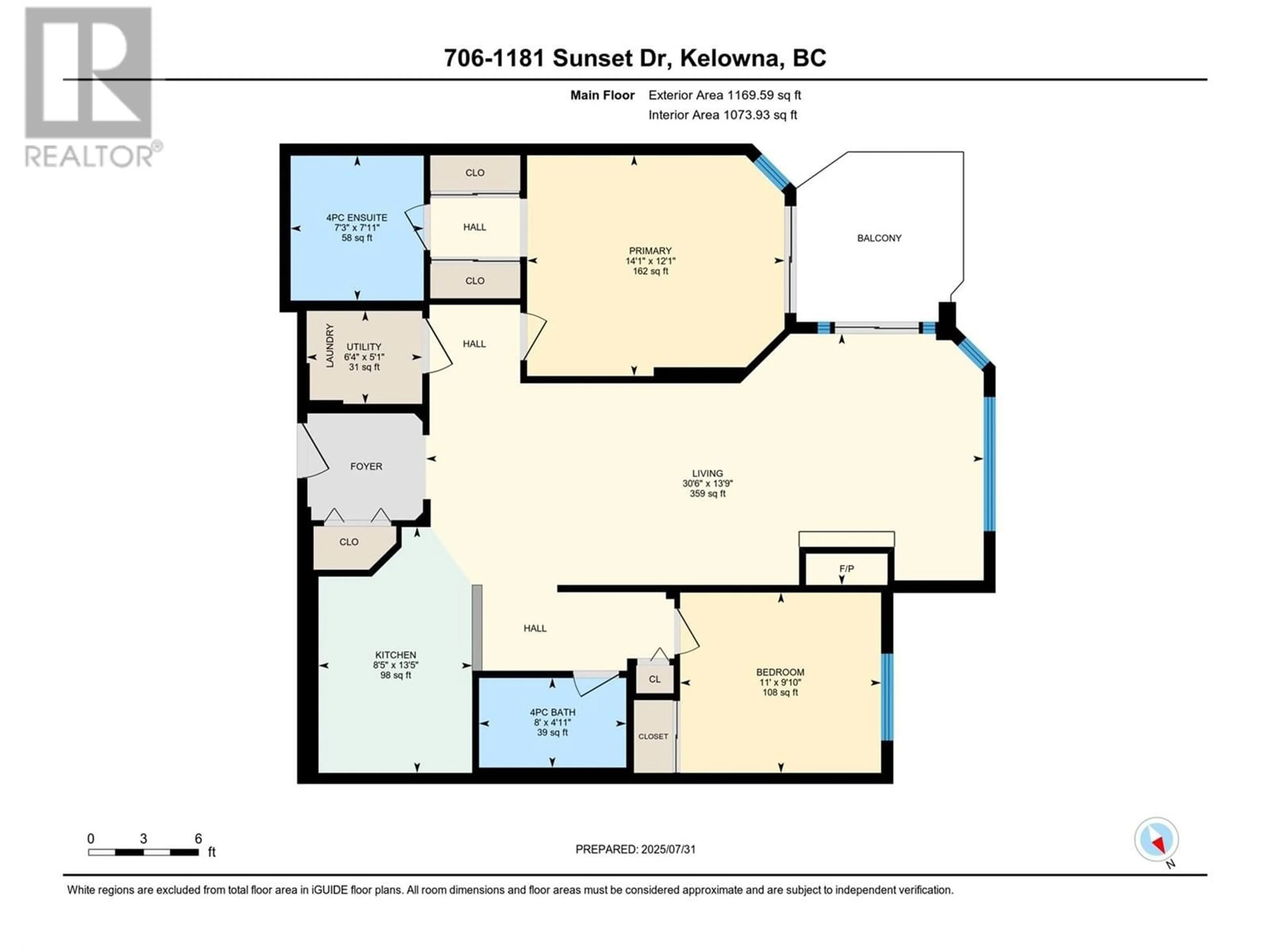 Floor plan for 706 - 1152 SUNSET DRIVE, Kelowna British Columbia V1Y9R7