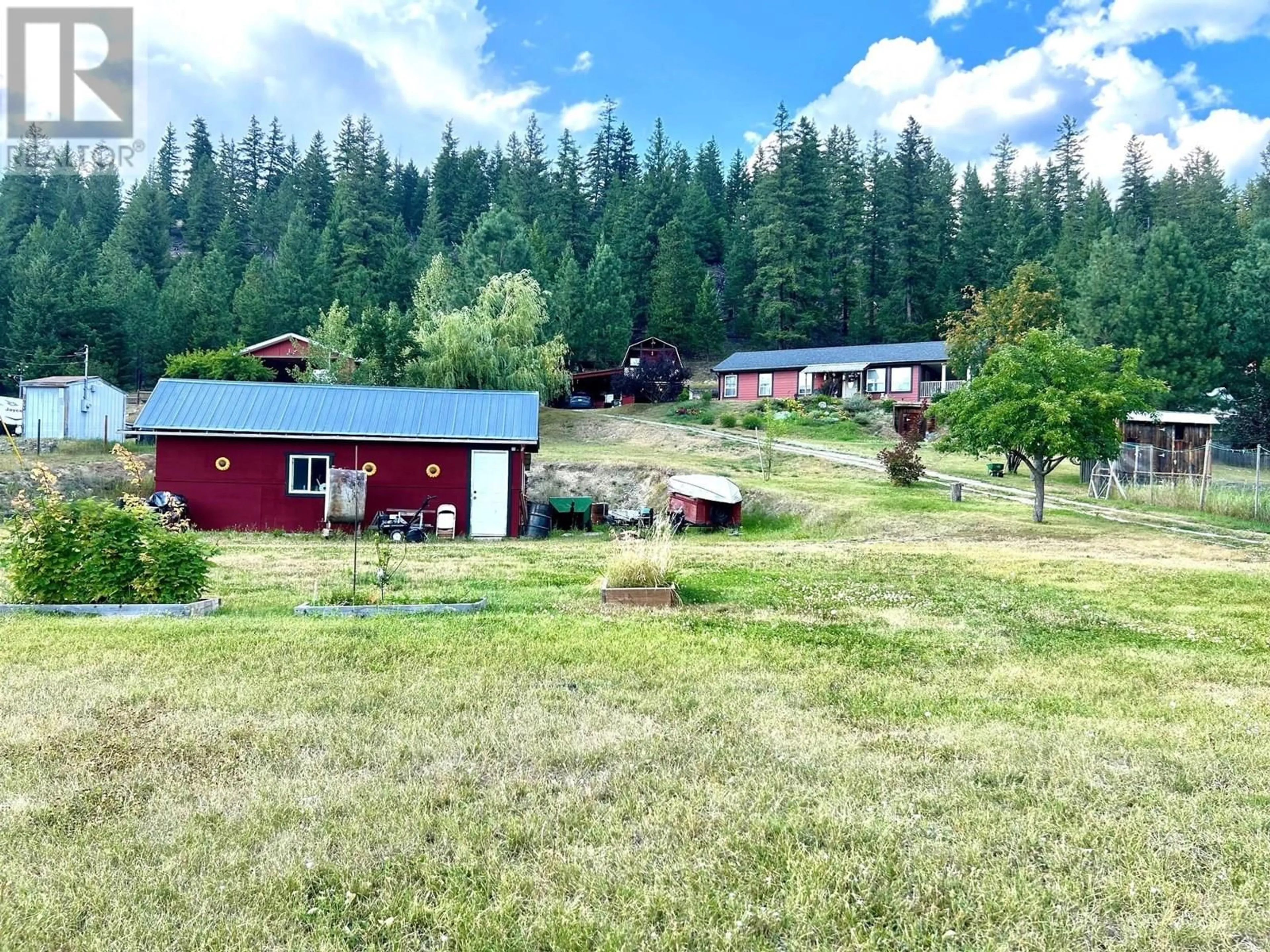 A pic from outside/outdoor area/front of a property/back of a property/a pic from drone, mountain view for 777 LEONIE CREEK ROAD, Barriere British Columbia V0E1E0