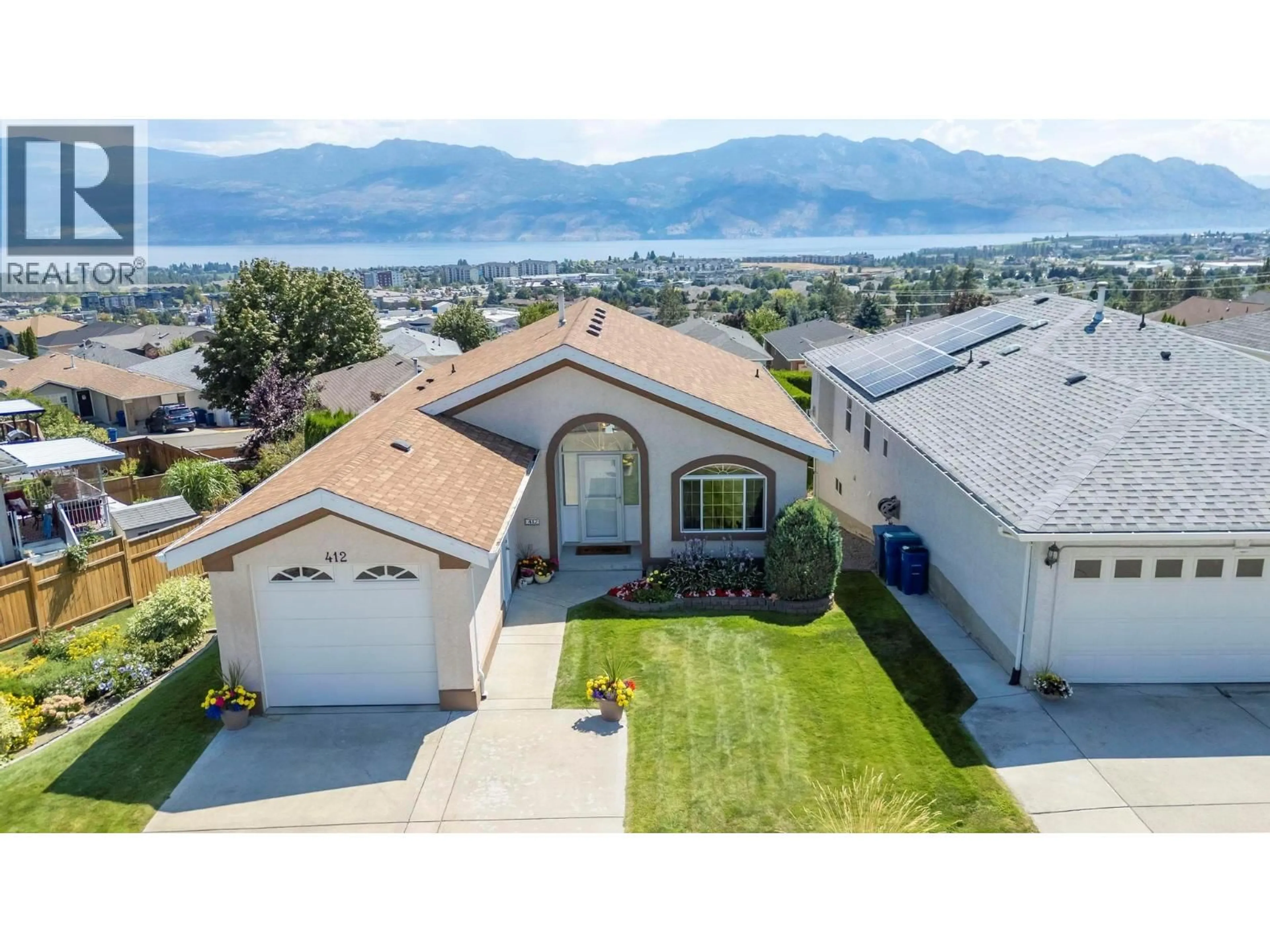 A pic from outside/outdoor area/front of a property/back of a property/a pic from drone, mountain view for 412 - 2440 OLD OKANAGAN HIGHWAY, Westbank British Columbia V4T1X6
