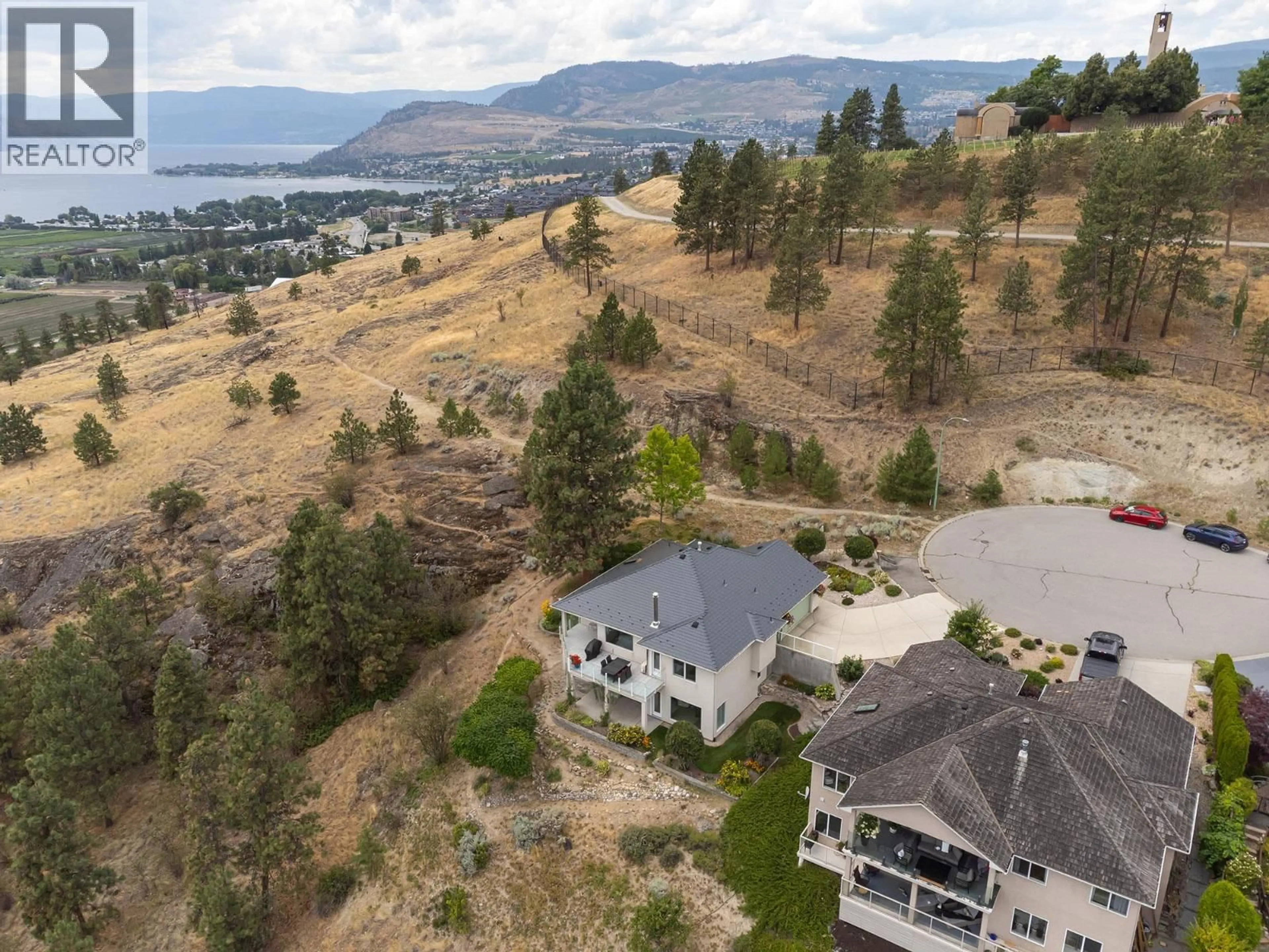 A pic from outside/outdoor area/front of a property/back of a property/a pic from drone, water/lake/river/ocean view for 3659 GALA VIEW DRIVE, West Kelowna British Columbia V4T2M3