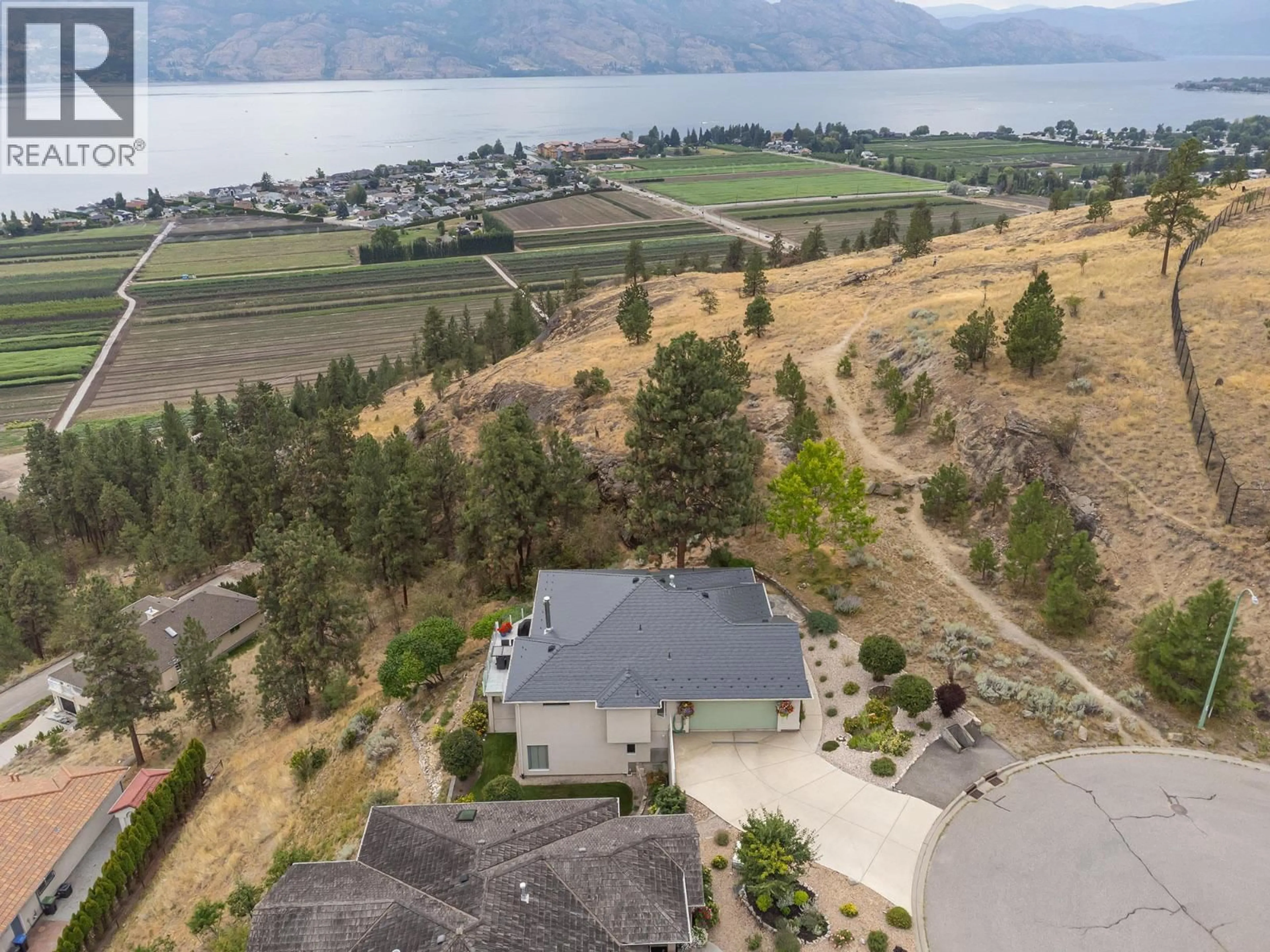 A pic from outside/outdoor area/front of a property/back of a property/a pic from drone, water/lake/river/ocean view for 3659 GALA VIEW DRIVE, West Kelowna British Columbia V4T2M3