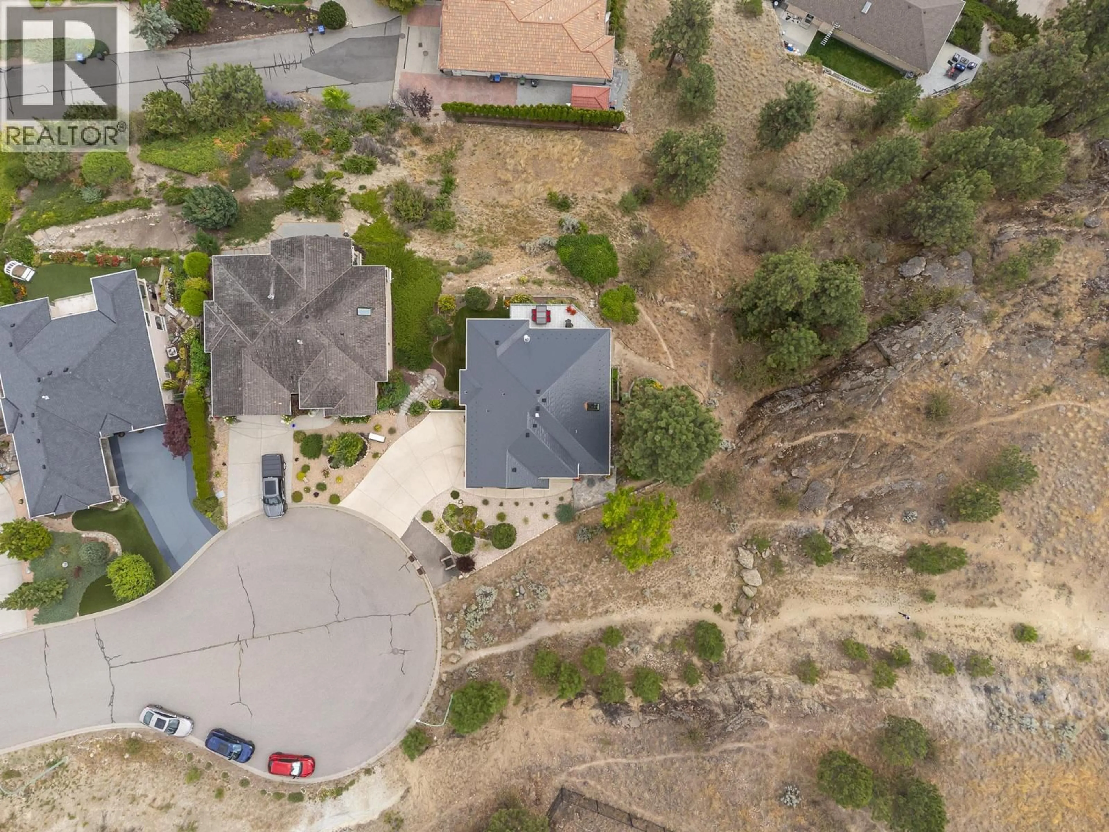 A pic from outside/outdoor area/front of a property/back of a property/a pic from drone, street for 3659 GALA VIEW DRIVE, West Kelowna British Columbia V4T2M3