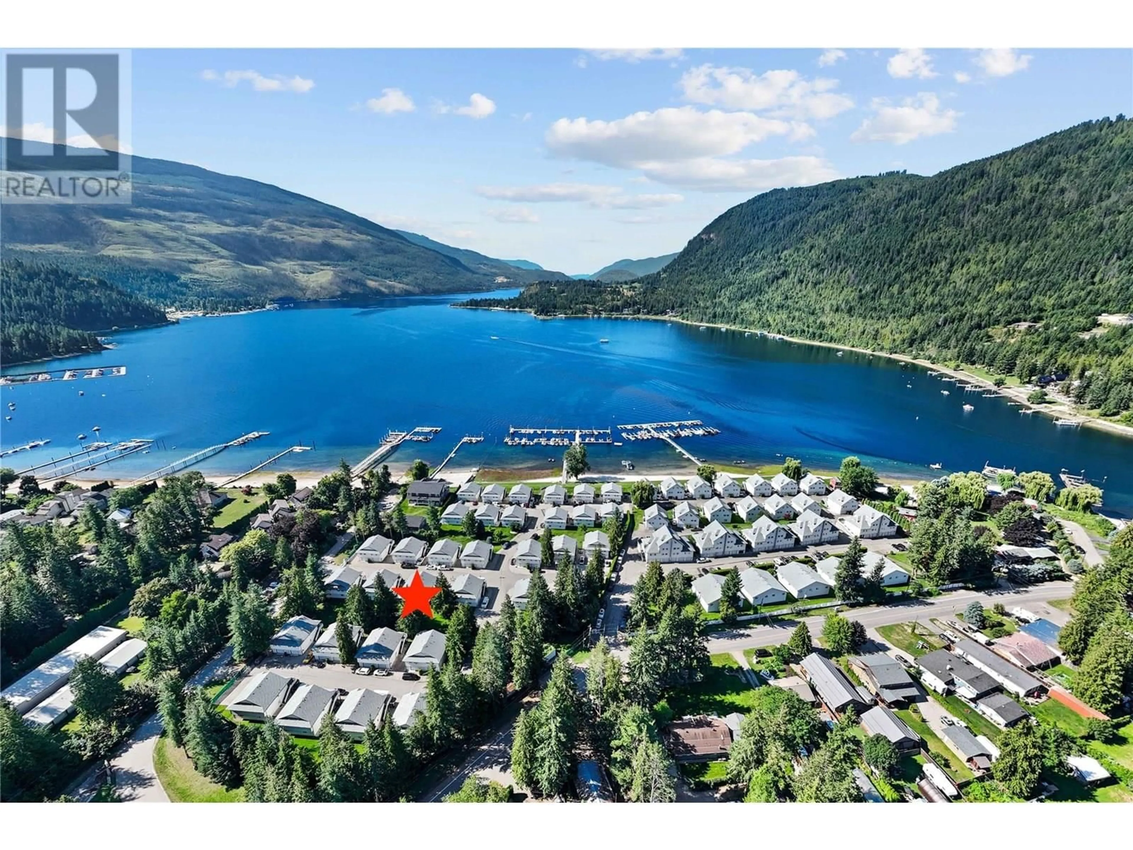 A pic from outside/outdoor area/front of a property/back of a property/a pic from drone, water/lake/river/ocean view for 46 - 505 POAGE AVENUE, Sicamous British Columbia V0E2V1