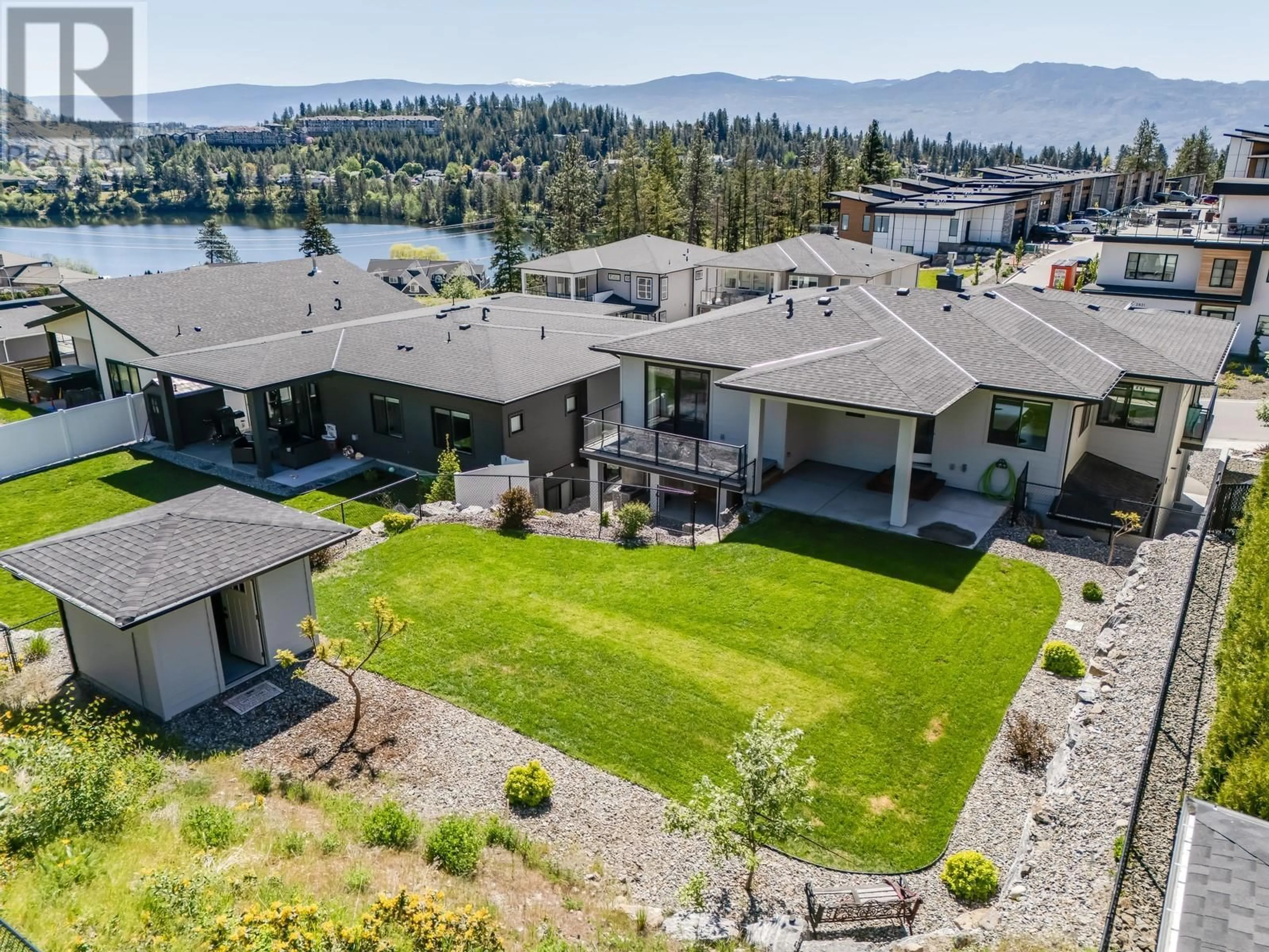 A pic from outside/outdoor area/front of a property/back of a property/a pic from drone, water/lake/river/ocean view for 2834 CANYON CREST DRIVE, West Kelowna British Columbia V4T0E3