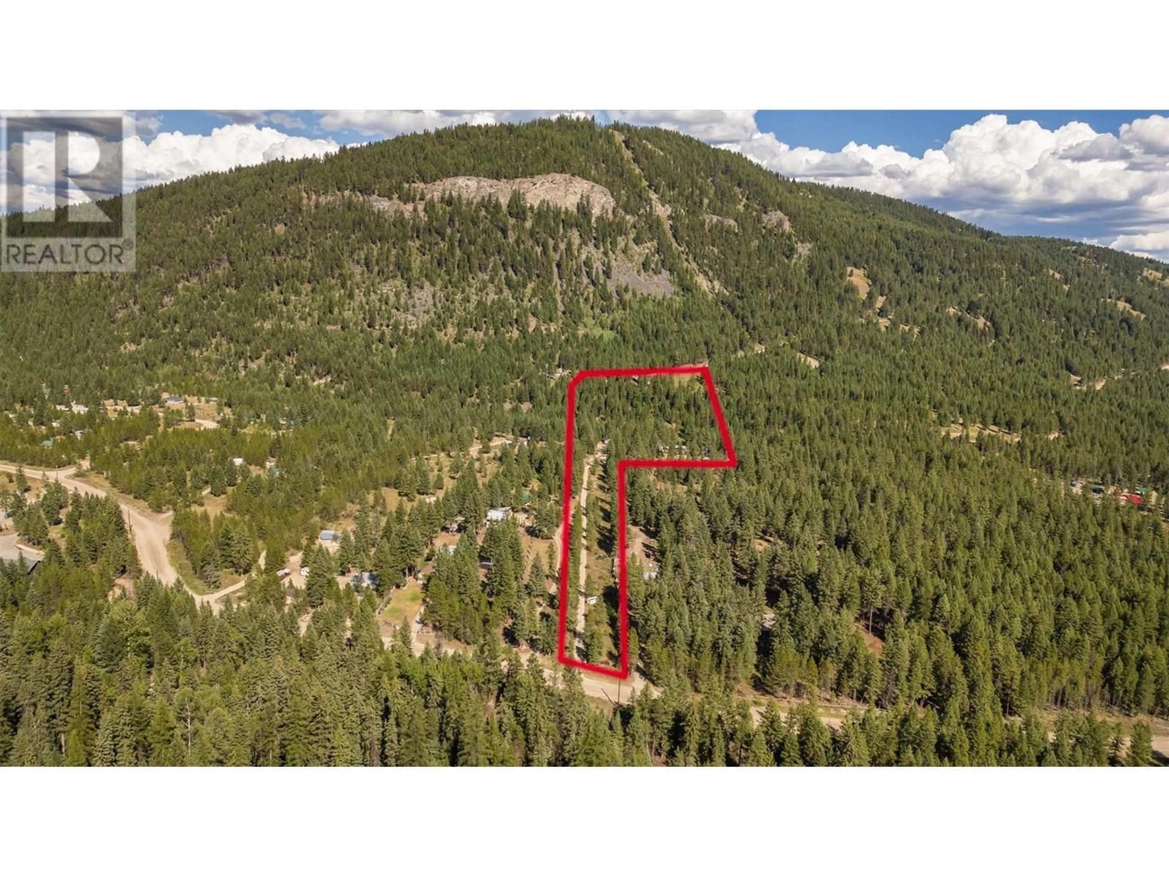 A pic from outside/outdoor area/front of a property/back of a property/a pic from drone, forest/trees view for 60 SMOKER ROAD, Carmi British Columbia V0H1A0