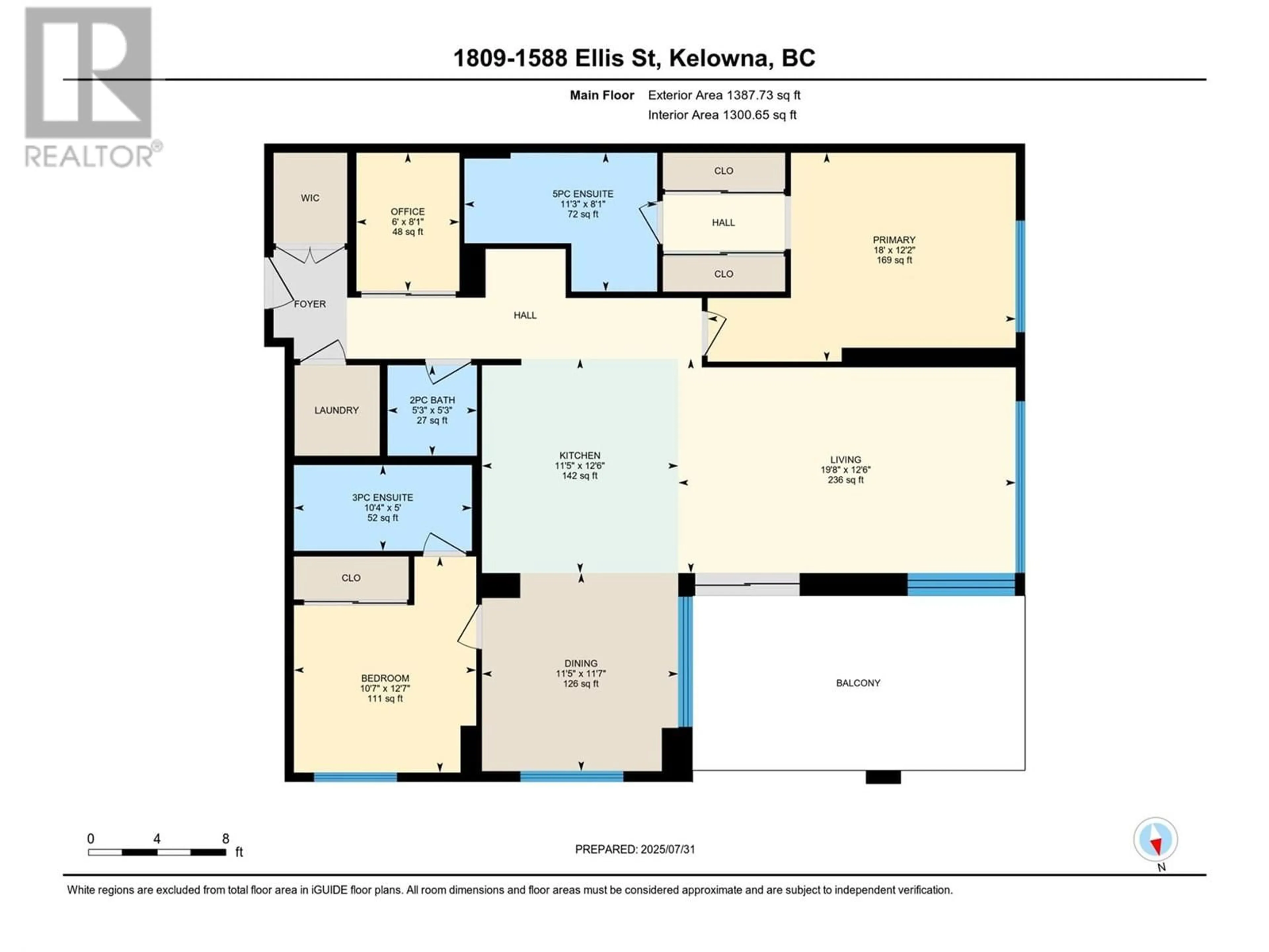 Floor plan for 1809 - 1588 ELLIS STREET, Kelowna British Columbia V1Y0H1