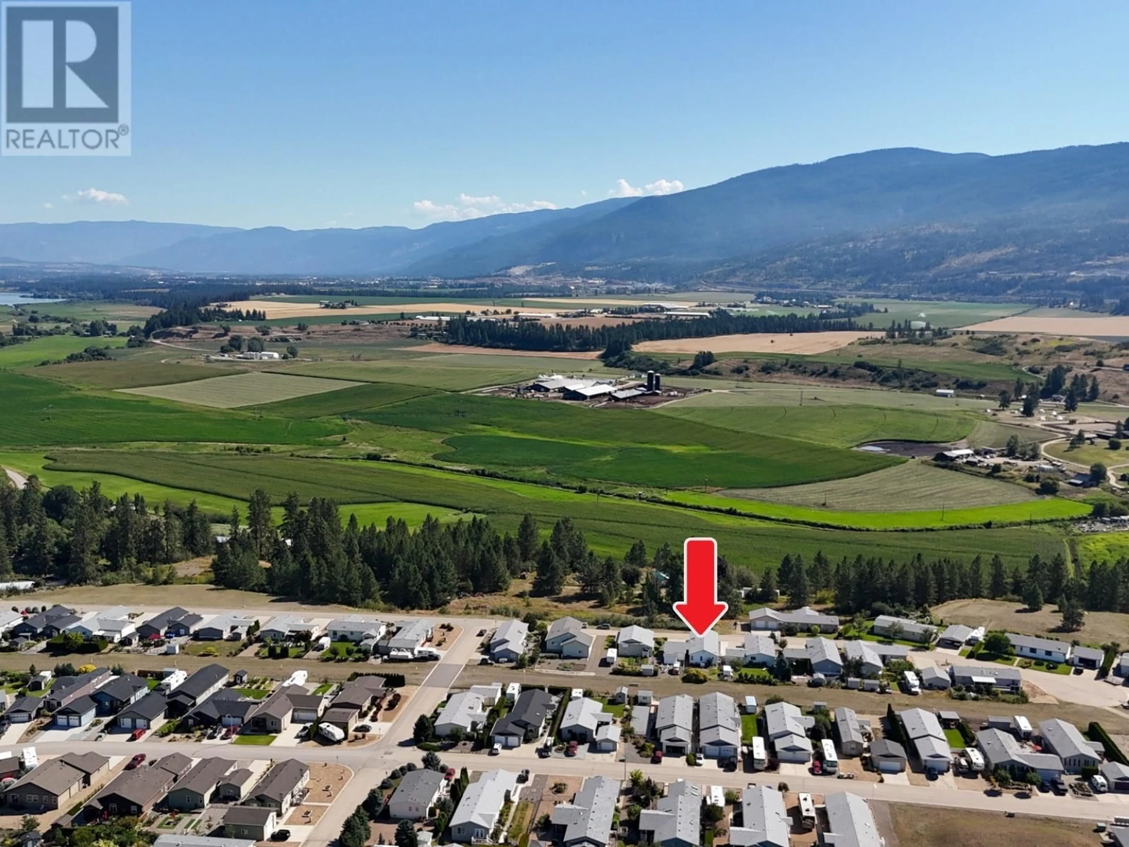 A pic from outside/outdoor area/front of a property/back of a property/a pic from drone, mountain view for 75 - 9510 HIGHWAY 97 OTHER NORTH, Vernon British Columbia V1H1R8