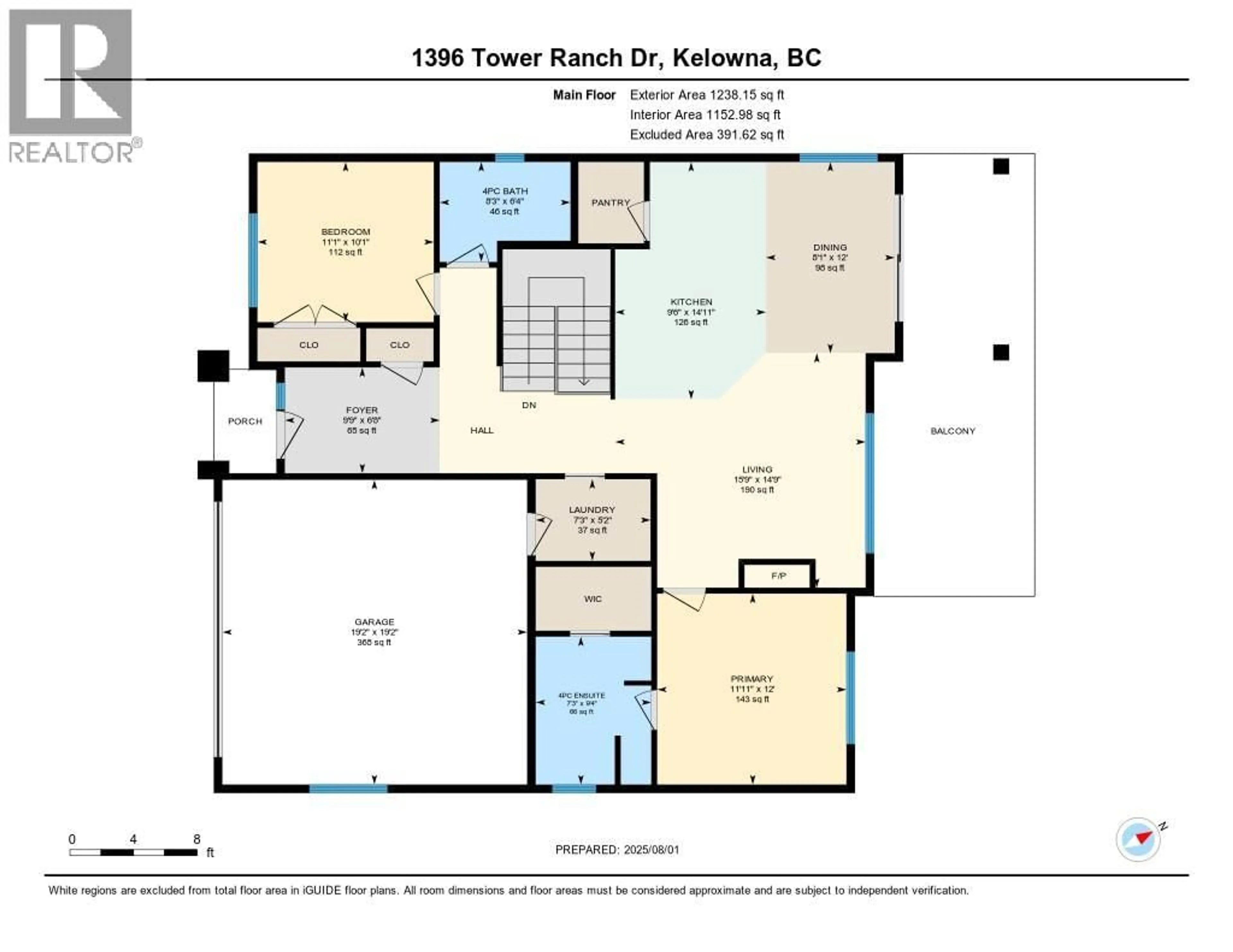 Floor plan for 1396 TOWER RANCH DRIVE, Kelowna British Columbia V1P1T8