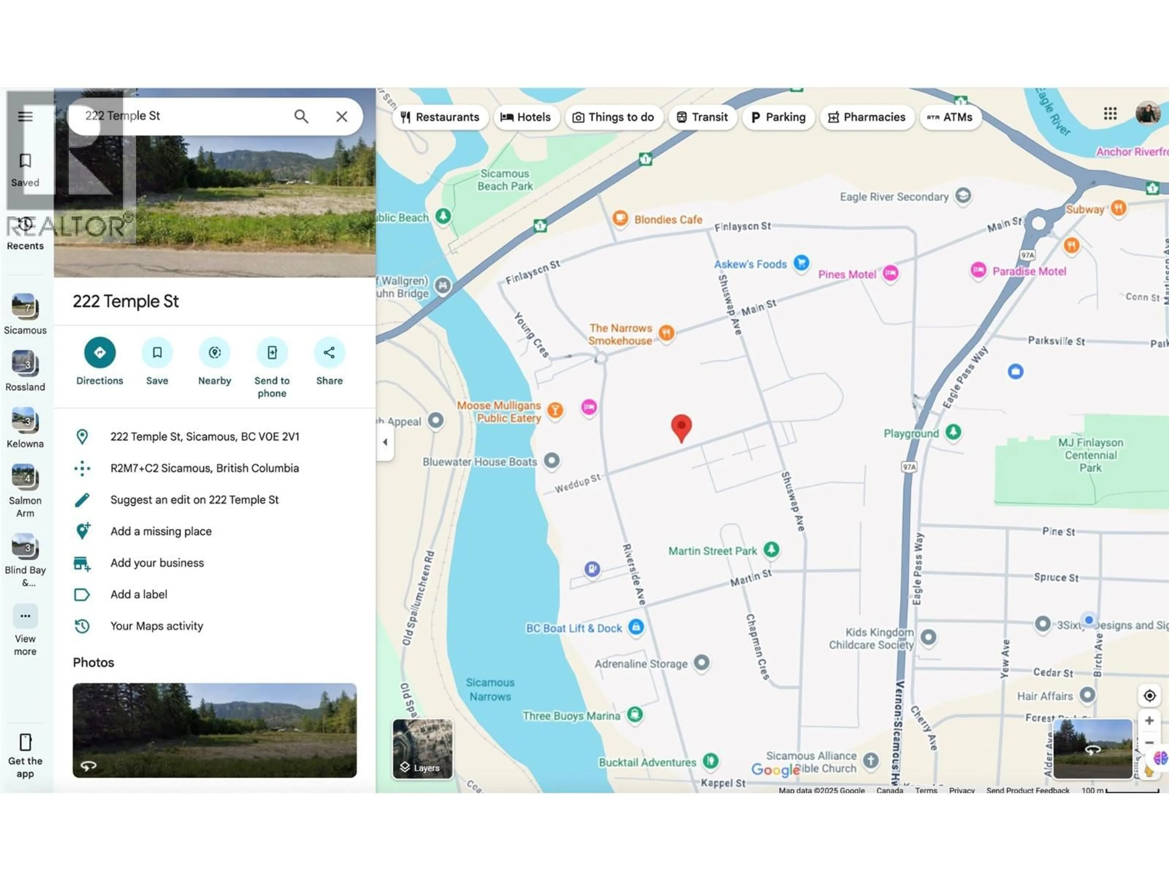 Picture of a map for 6 - 222 TEMPLE STREET, Sicamous British Columbia V0E2V0