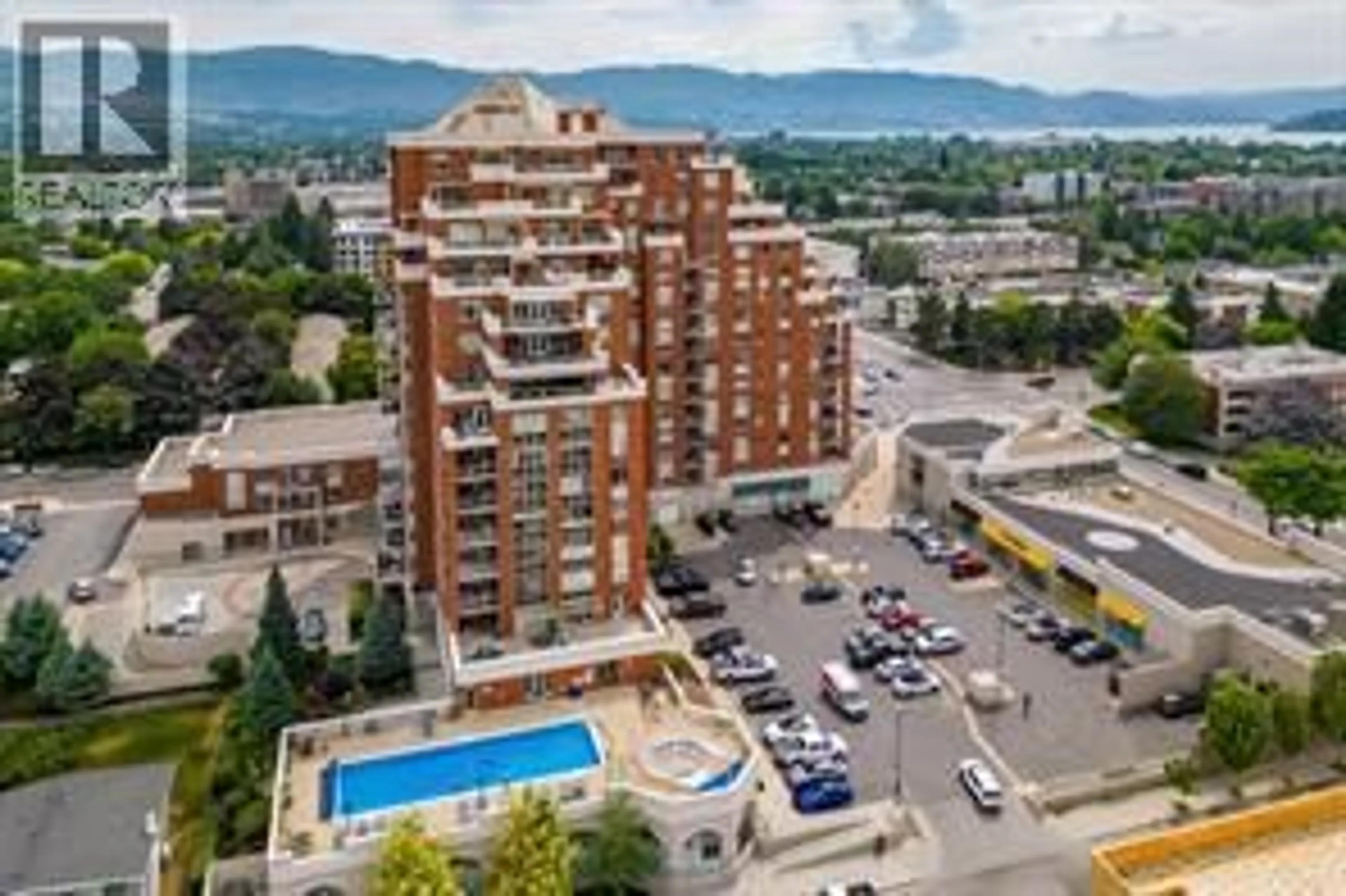 A pic from outside/outdoor area/front of a property/back of a property/a pic from drone, city buildings view from balcony for 205 - 1160 BERNARD AVENUE, Kelowna British Columbia V1Y6R2