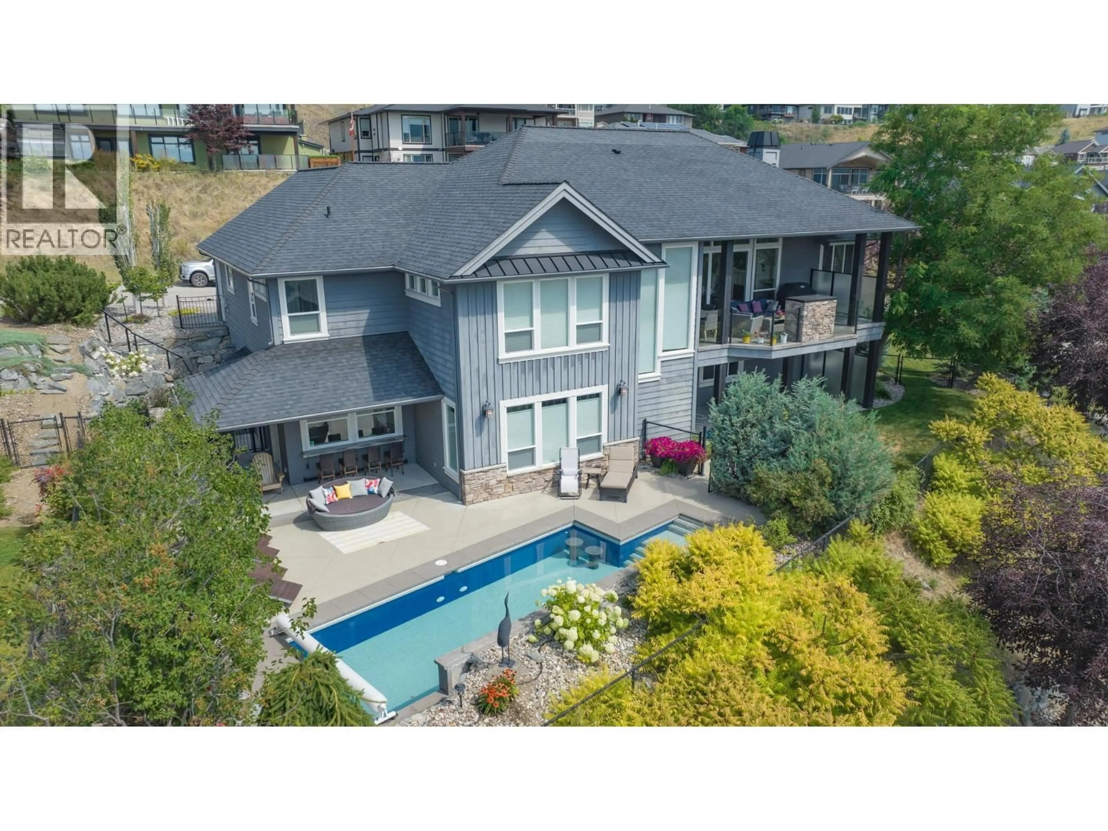 A pic from outside/outdoor area/front of a property/back of a property/a pic from drone, unknown for 600 HART PLACE, Vernon British Columbia V1B4B2