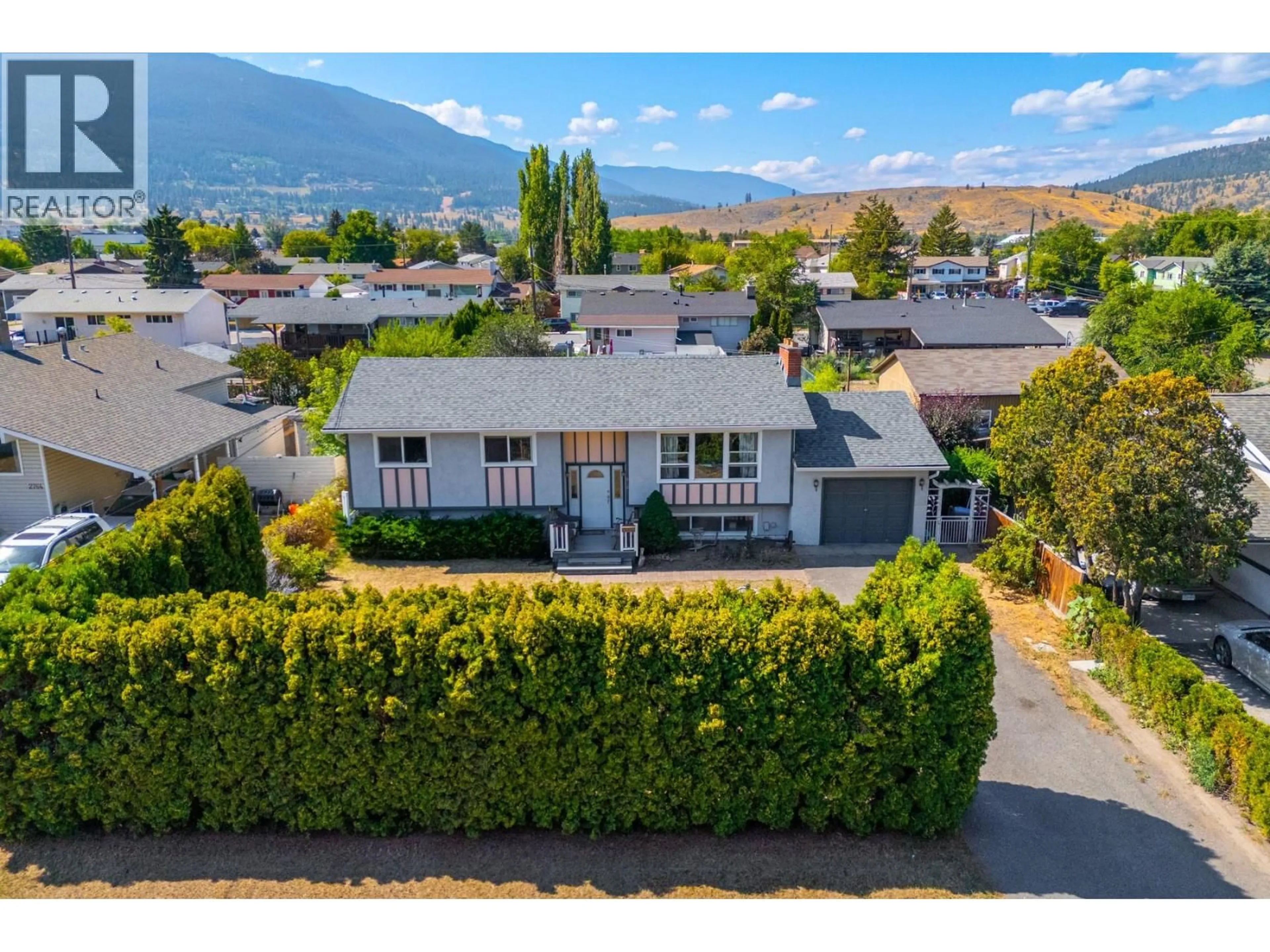 A pic from outside/outdoor area/front of a property/back of a property/a pic from drone, mountain view for 2752 GRANITE PLACE, Merritt British Columbia V1K1B8