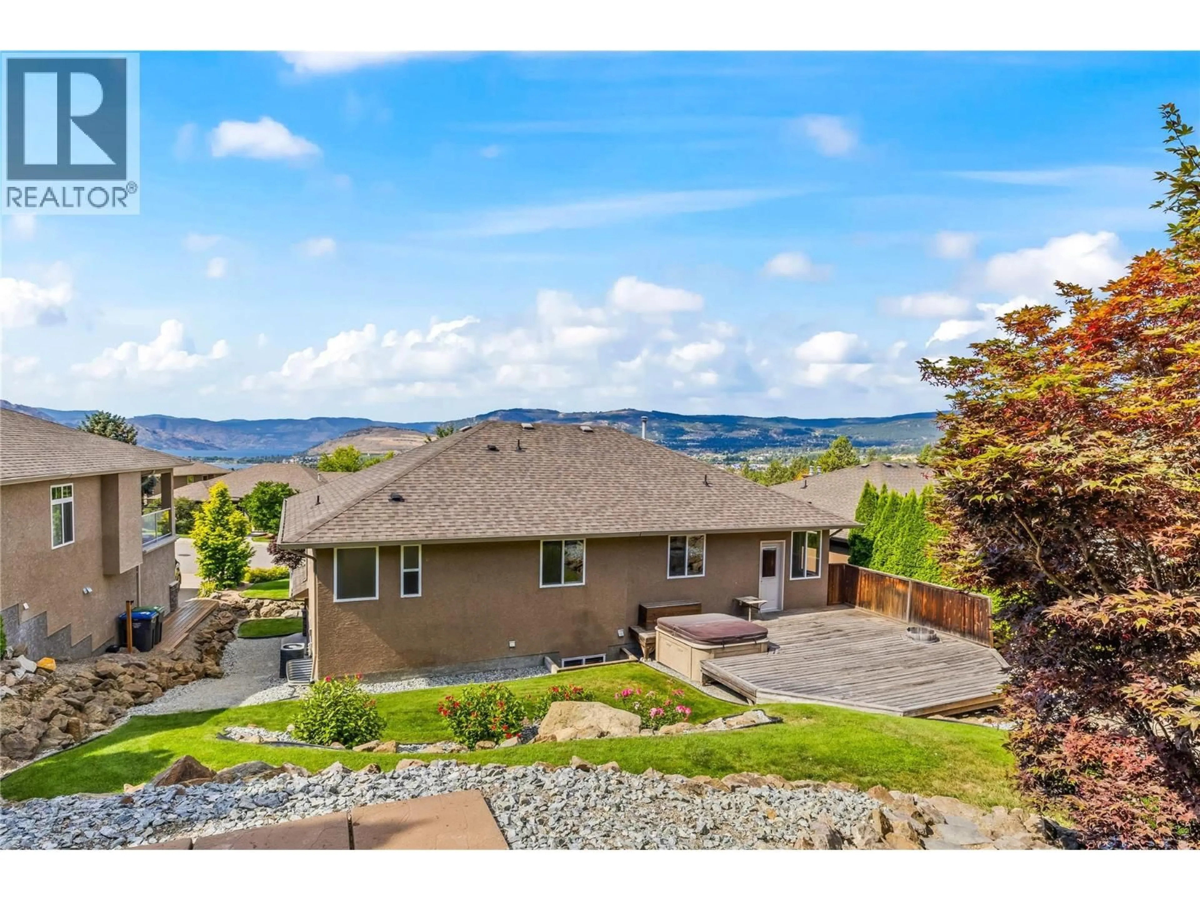 A pic from outside/outdoor area/front of a property/back of a property/a pic from drone, water/lake/river/ocean view for 1656 MERLOT DRIVE, West Kelowna British Columbia V4T2X7