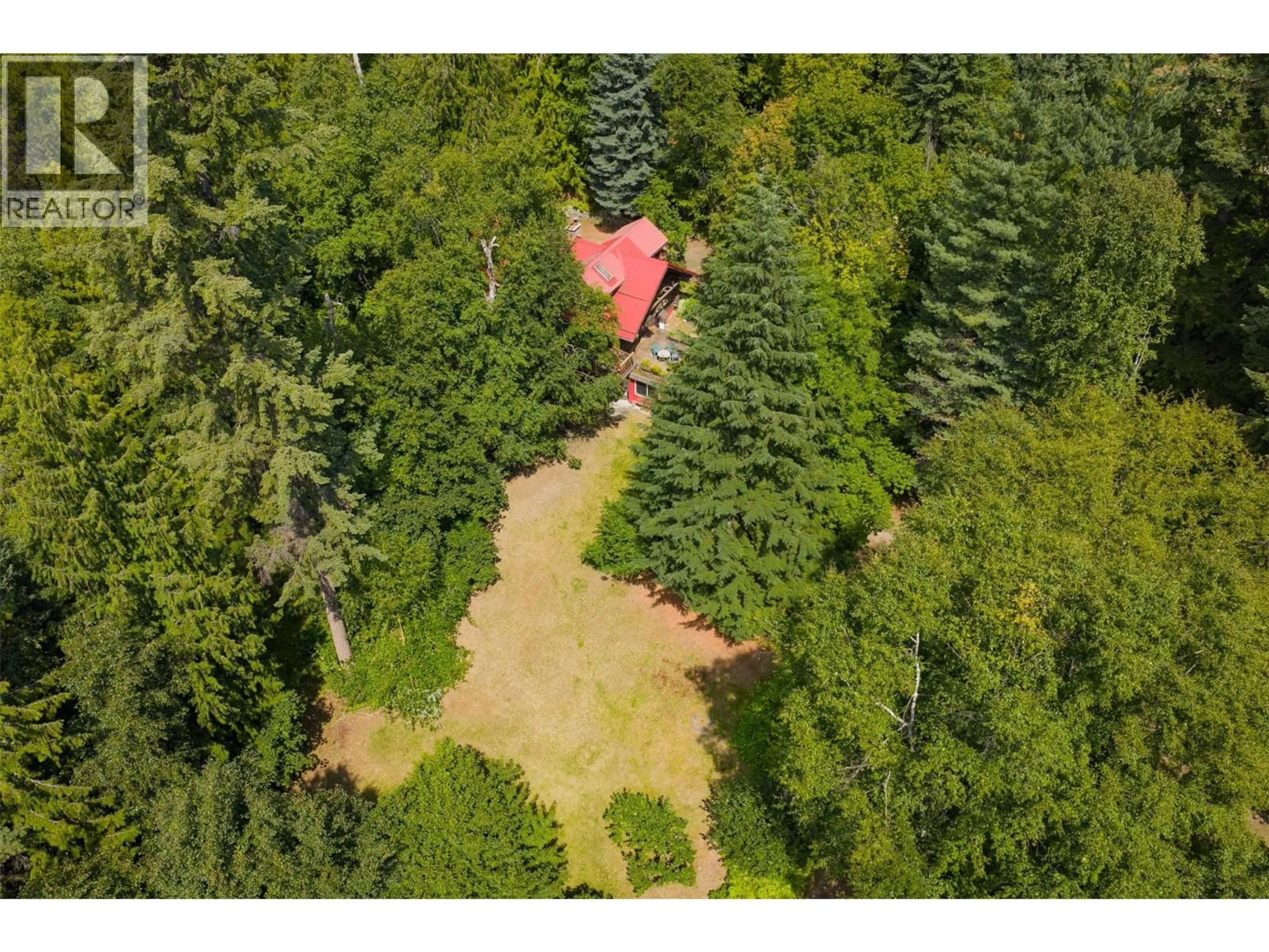 A pic from outside/outdoor area/front of a property/back of a property/a pic from drone, forest/trees view for 1506 HIGHWAY 31A HIGHWAY, New Denver British Columbia V0G1S0