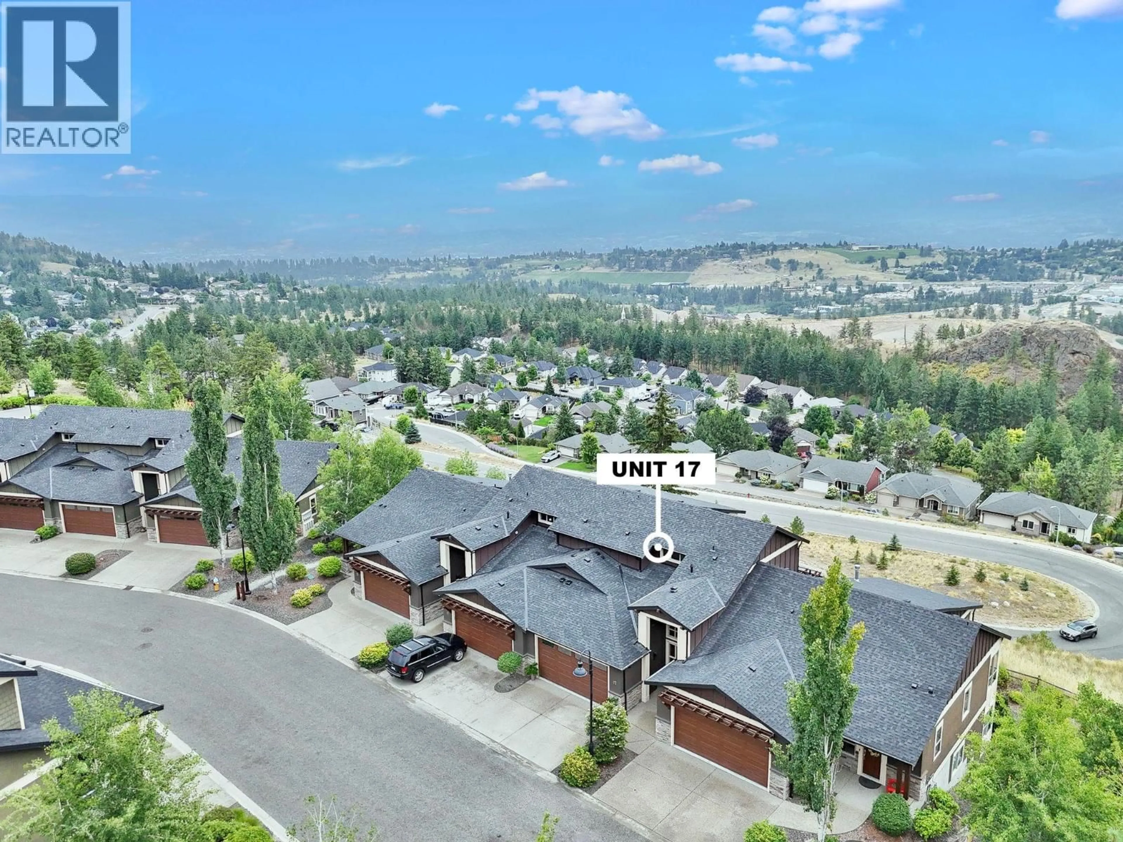 A pic from outside/outdoor area/front of a property/back of a property/a pic from drone, mountain view for 17 - 1870 ROSEALEE LANE, West Kelowna British Columbia V1Z4E2