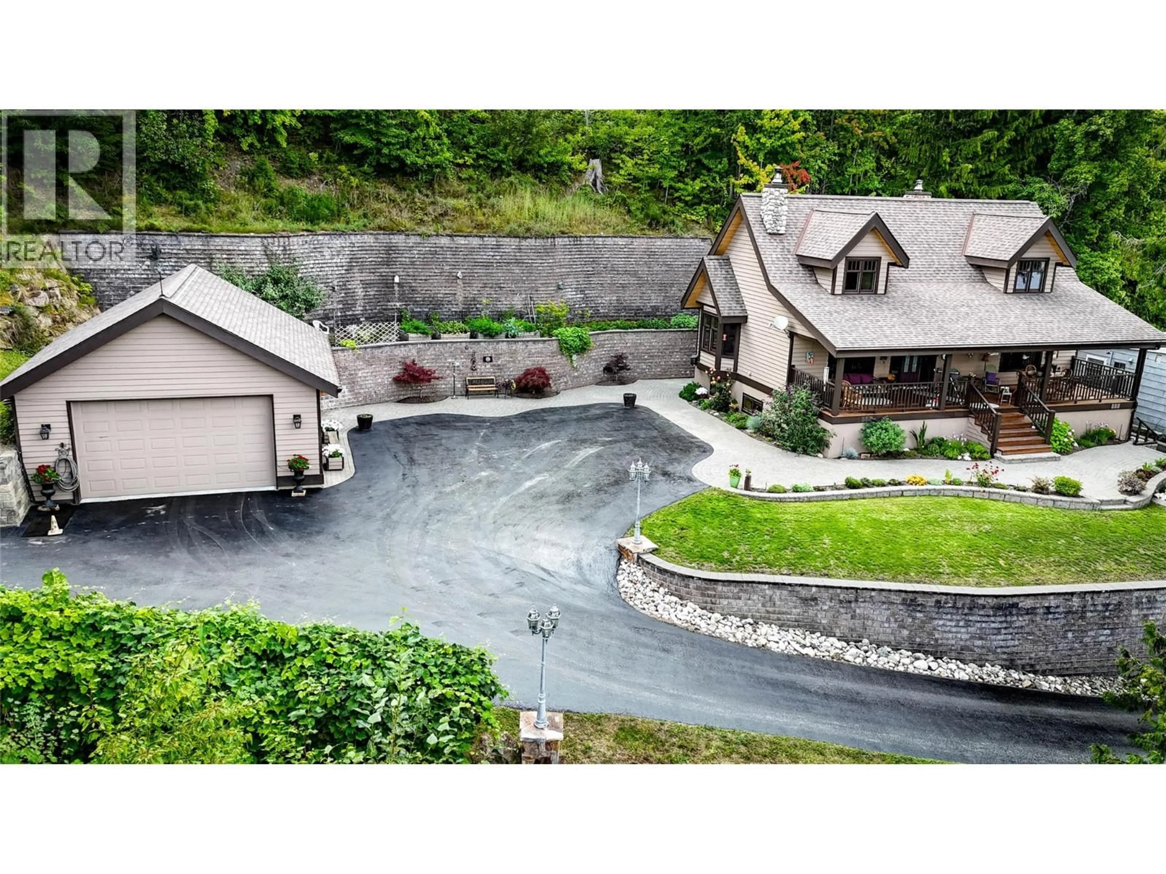 A pic from outside/outdoor area/front of a property/back of a property/a pic from drone, water/lake/river/ocean view for 3544 CENTRE STREET, Ainsworth British Columbia V0G1A0