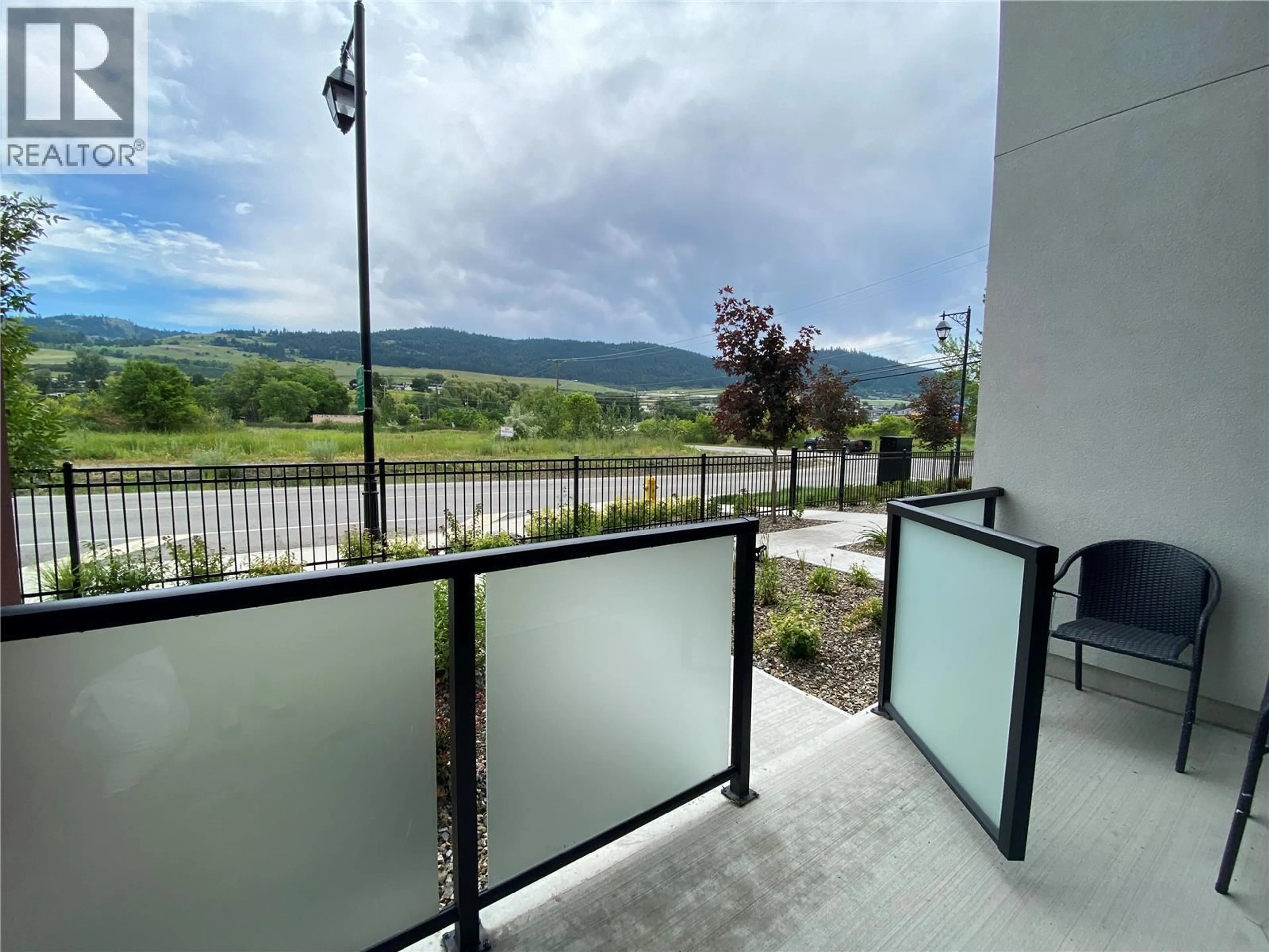 Balcony in the apartment, mountain view for 101 - 2555 LAKESHORE ROAD, Vernon British Columbia V1H1M9