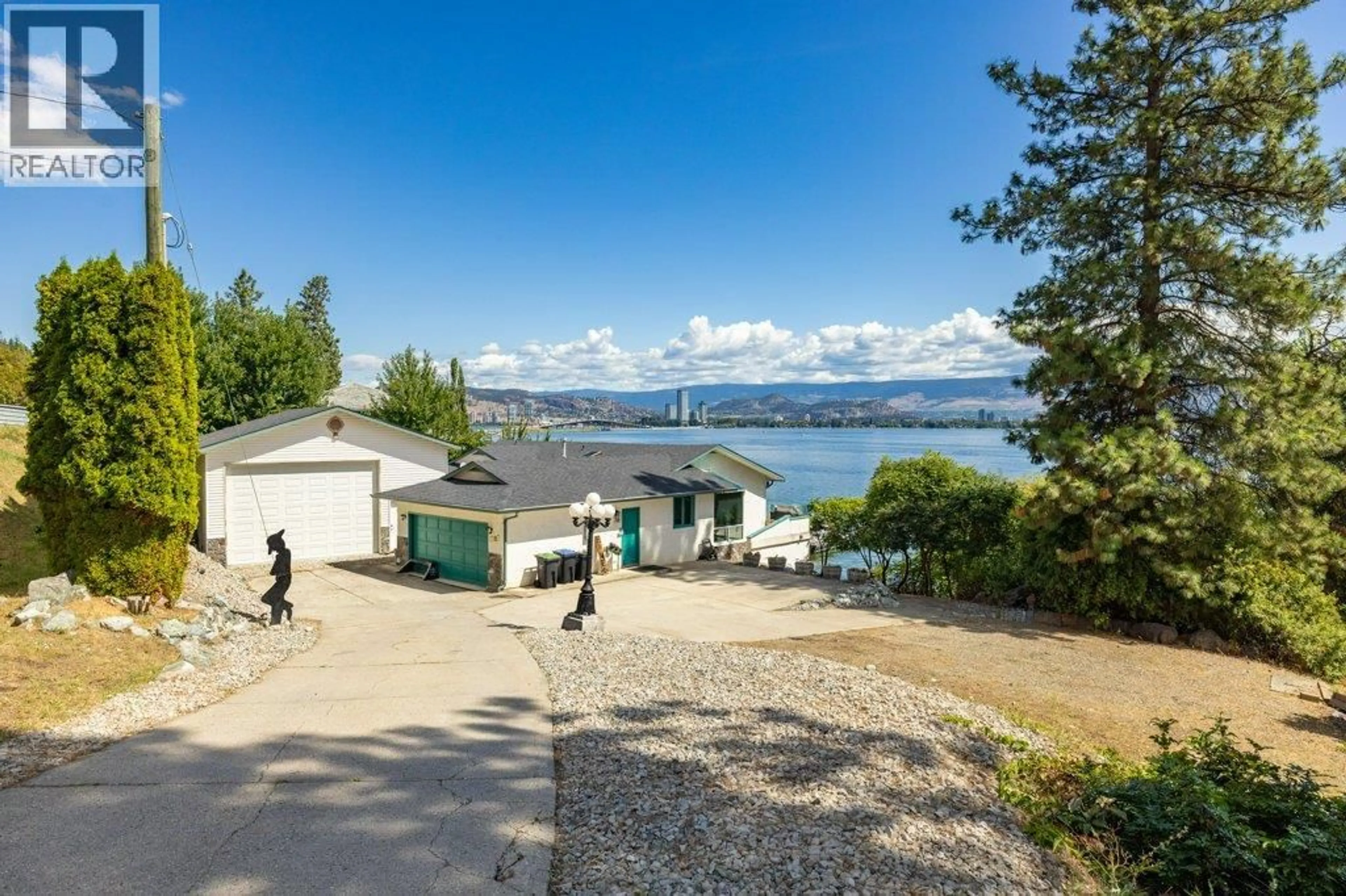 A pic from outside/outdoor area/front of a property/back of a property/a pic from drone, water/lake/river/ocean view for 2387 CAMPBELL ROAD, West Kelowna British Columbia V1Z1E9
