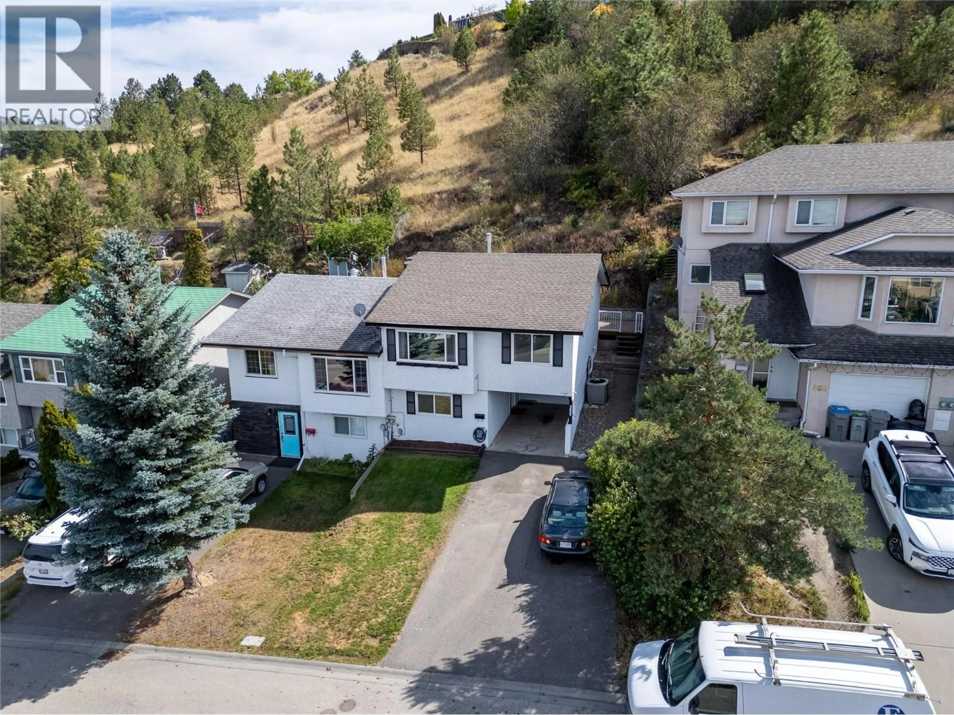 A pic from outside/outdoor area/front of a property/back of a property/a pic from drone, mountain view for 399 WADDINGTON DRIVE, Kamloops British Columbia V2E1S3