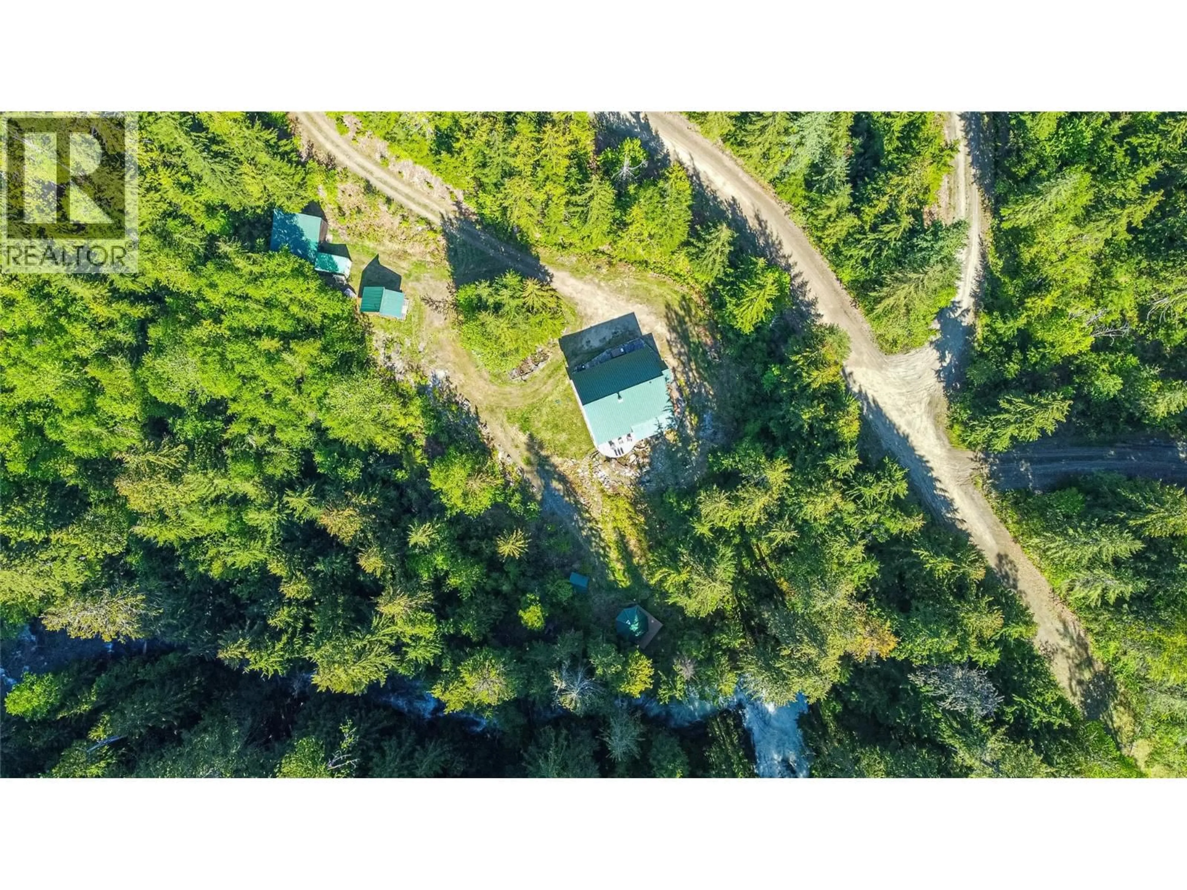 A pic from outside/outdoor area/front of a property/back of a property/a pic from drone, forest/trees view for 327 SALMON CREEK ROAD, Beaton British Columbia V0G1R2