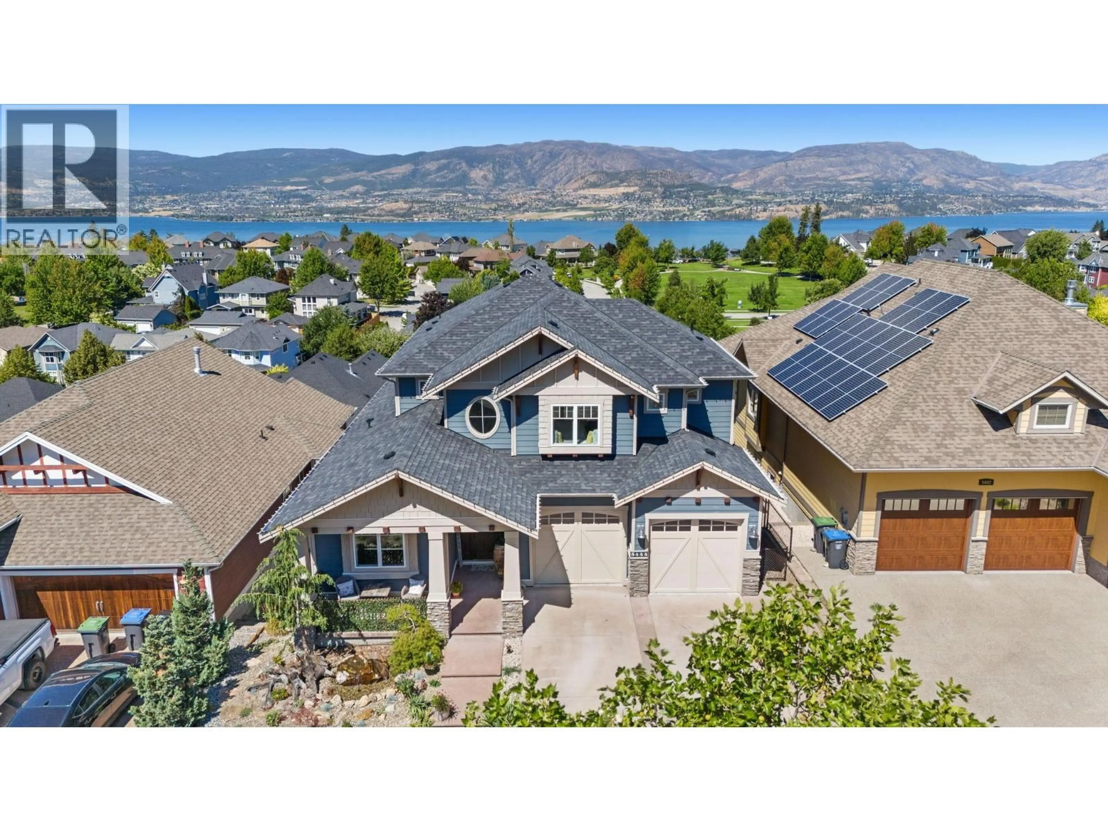 A pic from outside/outdoor area/front of a property/back of a property/a pic from drone, mountain view for 5444 SOUTH PERIMETER WAY, Kelowna British Columbia V1W5C6