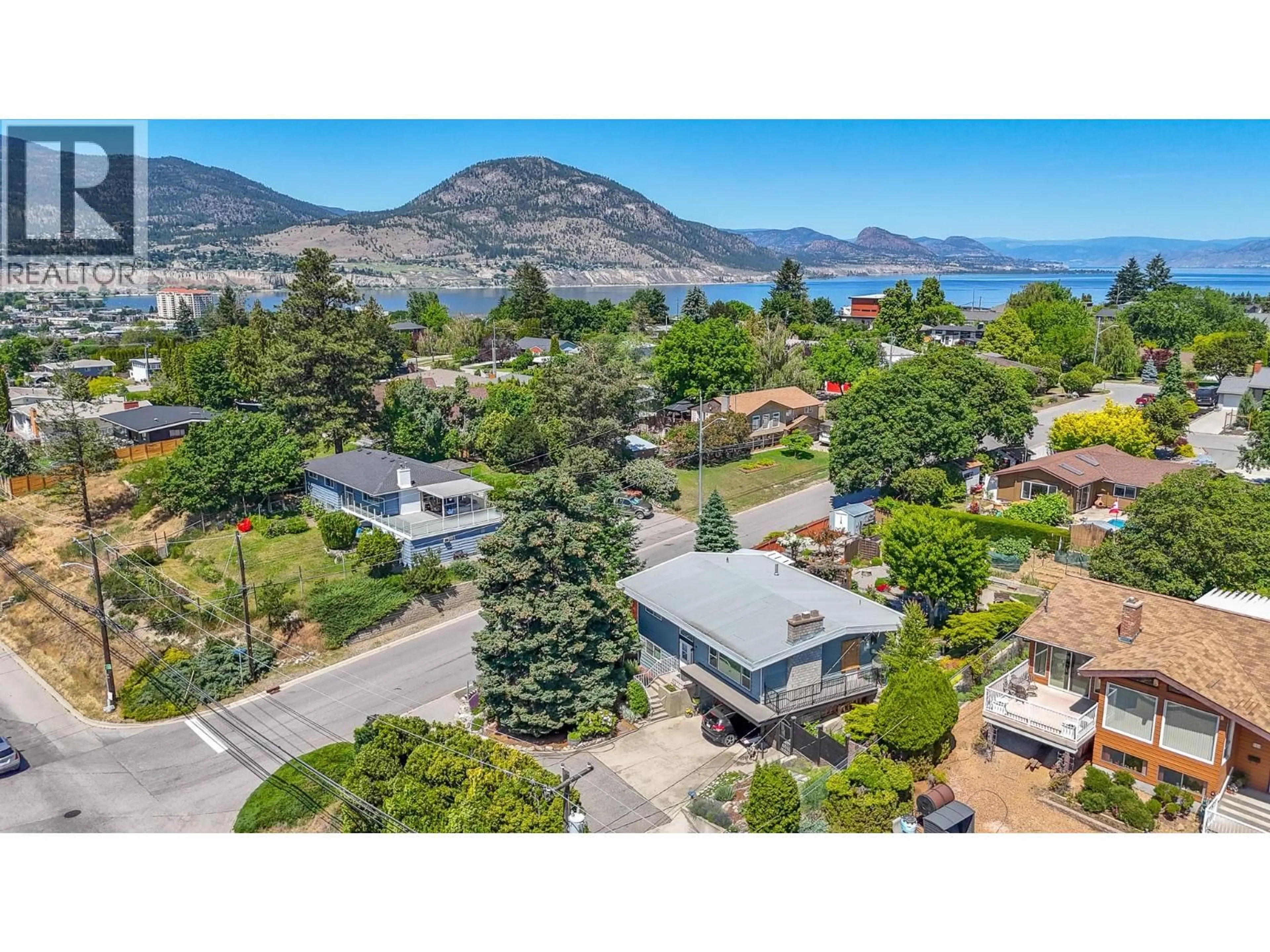 A pic from outside/outdoor area/front of a property/back of a property/a pic from drone, mountain view for 199 WALDEN CRESCENT, Penticton British Columbia V2A1R8