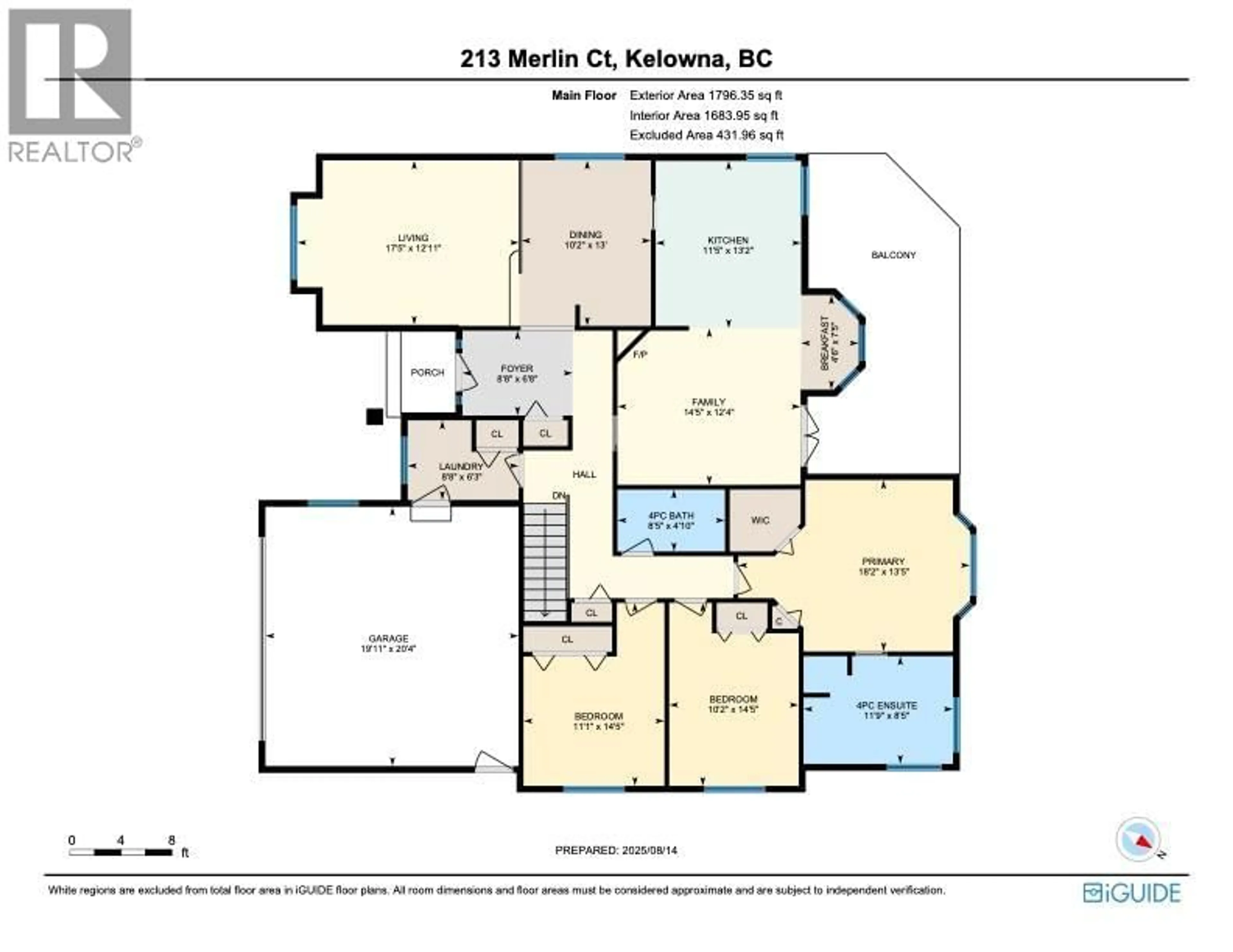 Floor plan for 213 MERLIN COURT, Kelowna British Columbia V1V1N2