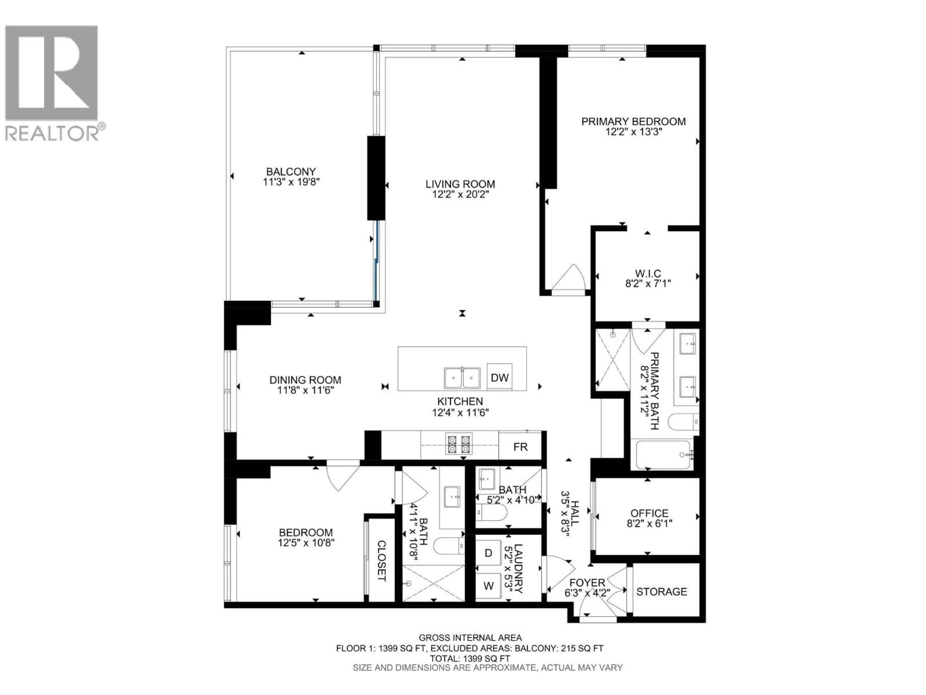 Floor plan for 1408 - 1588 ELLIS STREET, Kelowna British Columbia V1Y0H1