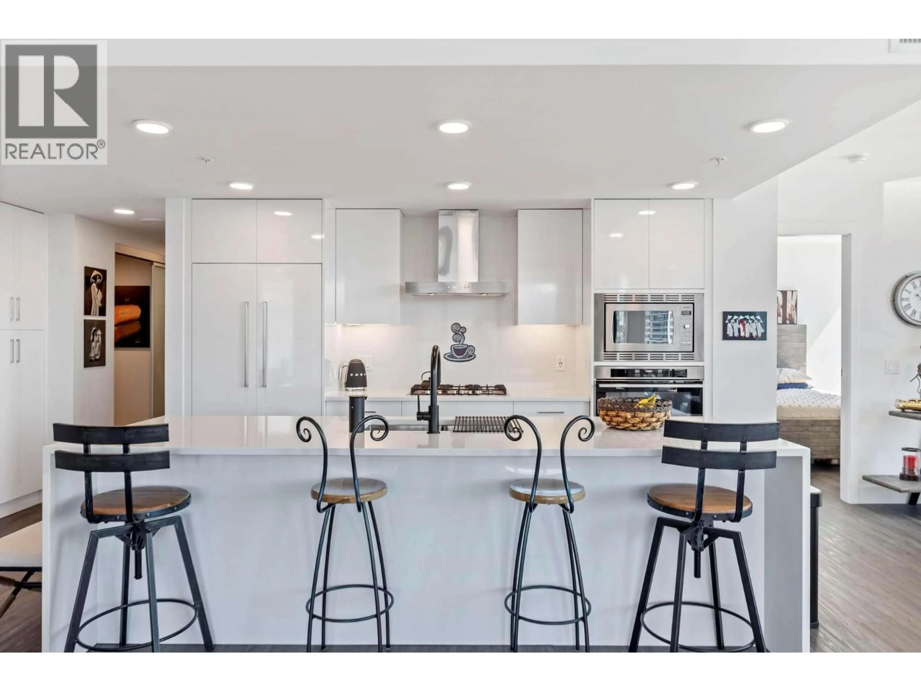 Contemporary kitchen, ceramic/tile floor for 1408 - 1588 ELLIS STREET, Kelowna British Columbia V1Y0H1