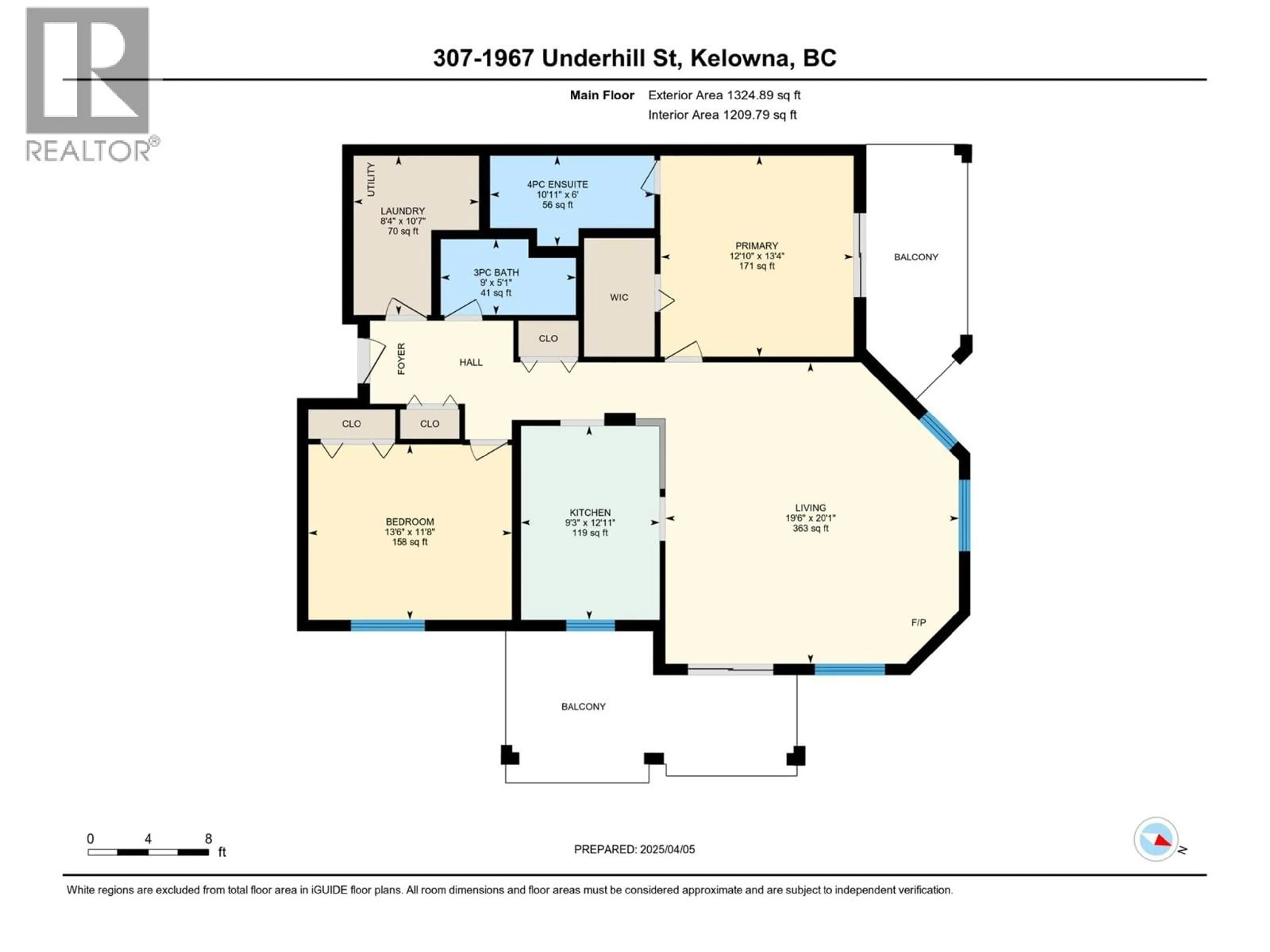 Floor plan for 307 - 1967 UNDERHILL STREET, Kelowna British Columbia V1X8C9