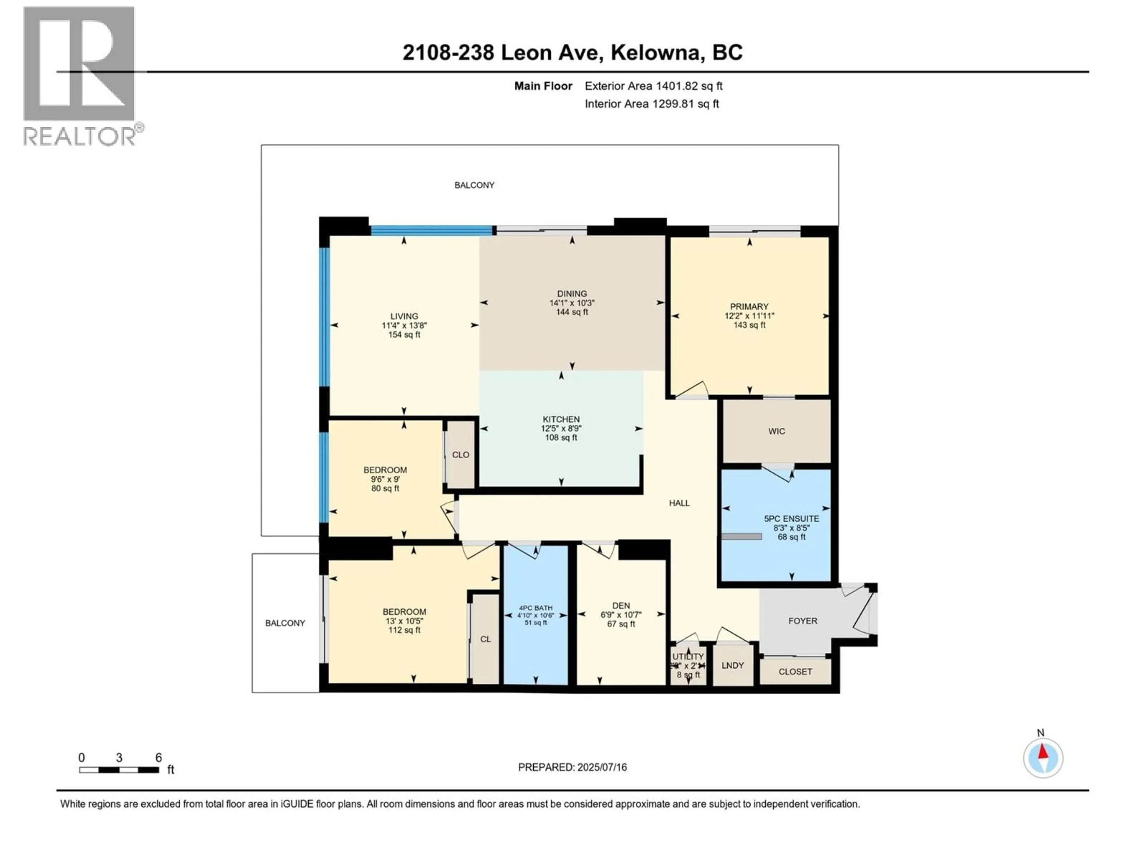 Floor plan for 2107 - 238 LEON AVENUE, Kelowna British Columbia V1Y0N6