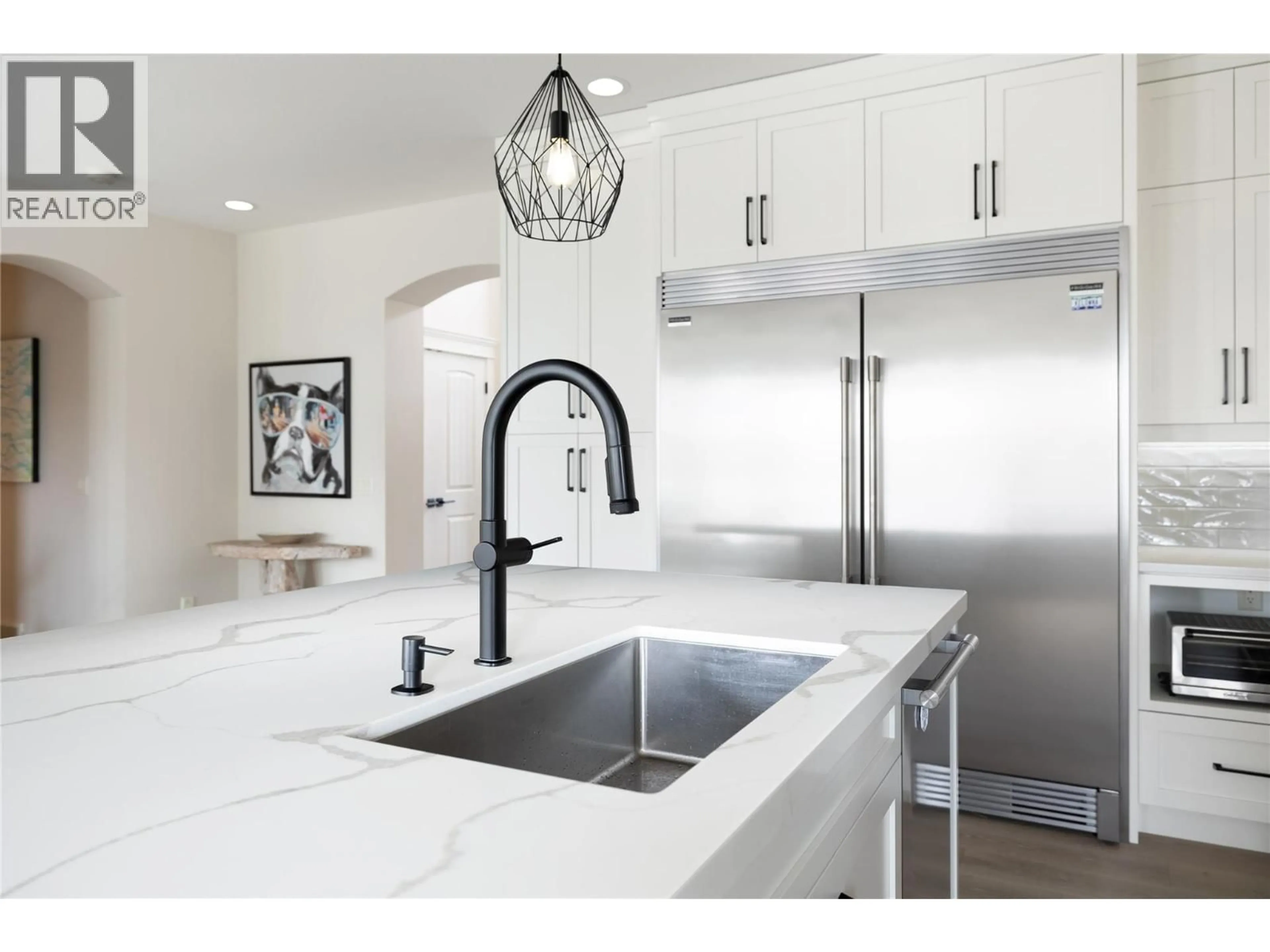 Contemporary kitchen, ceramic/tile floor for 4455 SHERWOOD COURT, Kelowna British Columbia V1W1E7