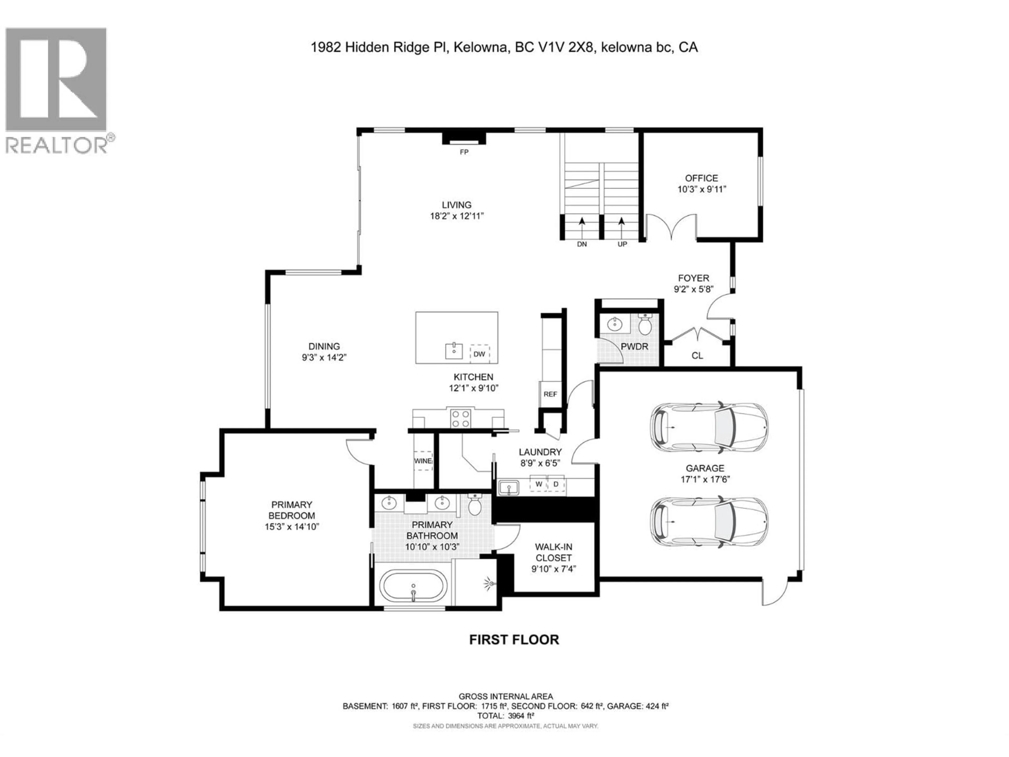 Floor plan for 1982 HIDDEN RIDGE PLACE, Kelowna British Columbia V1V2X8