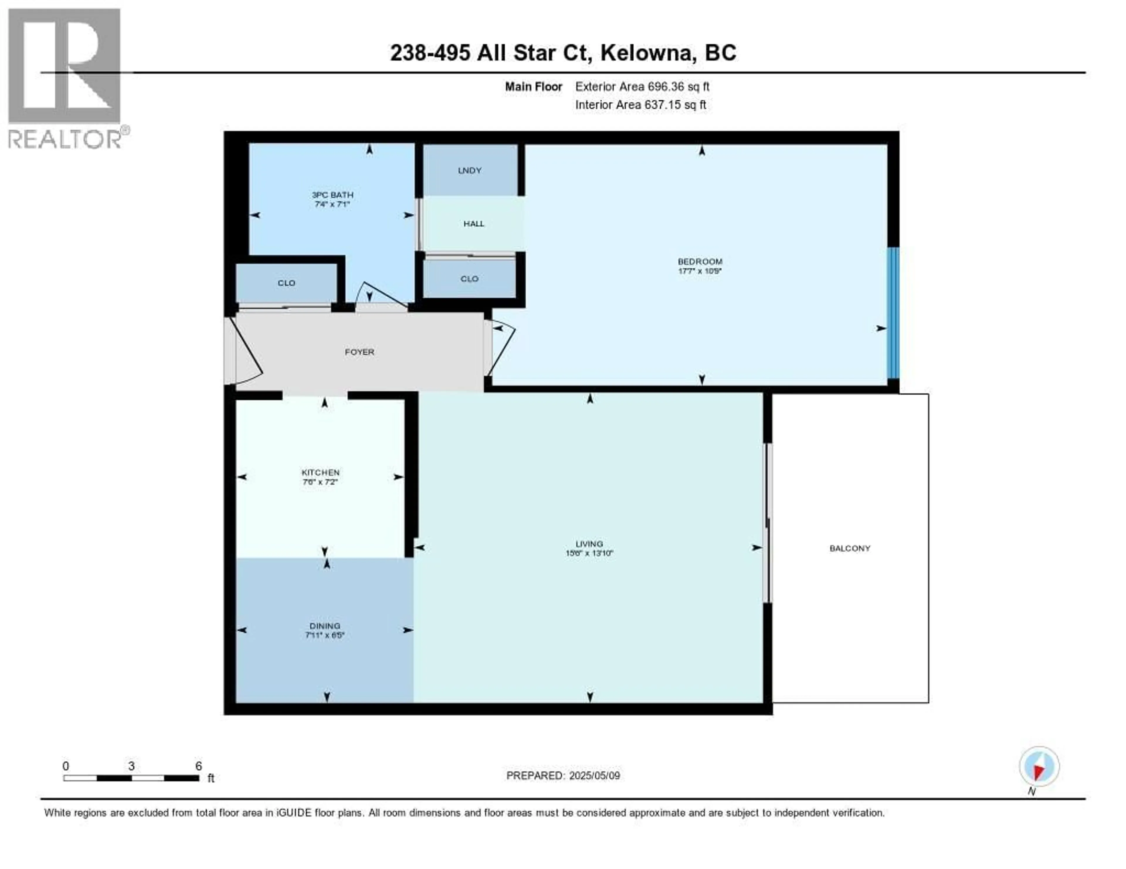 Floor plan for 238 - 495 ALL STAR COURT, Kelowna British Columbia V1X5N7