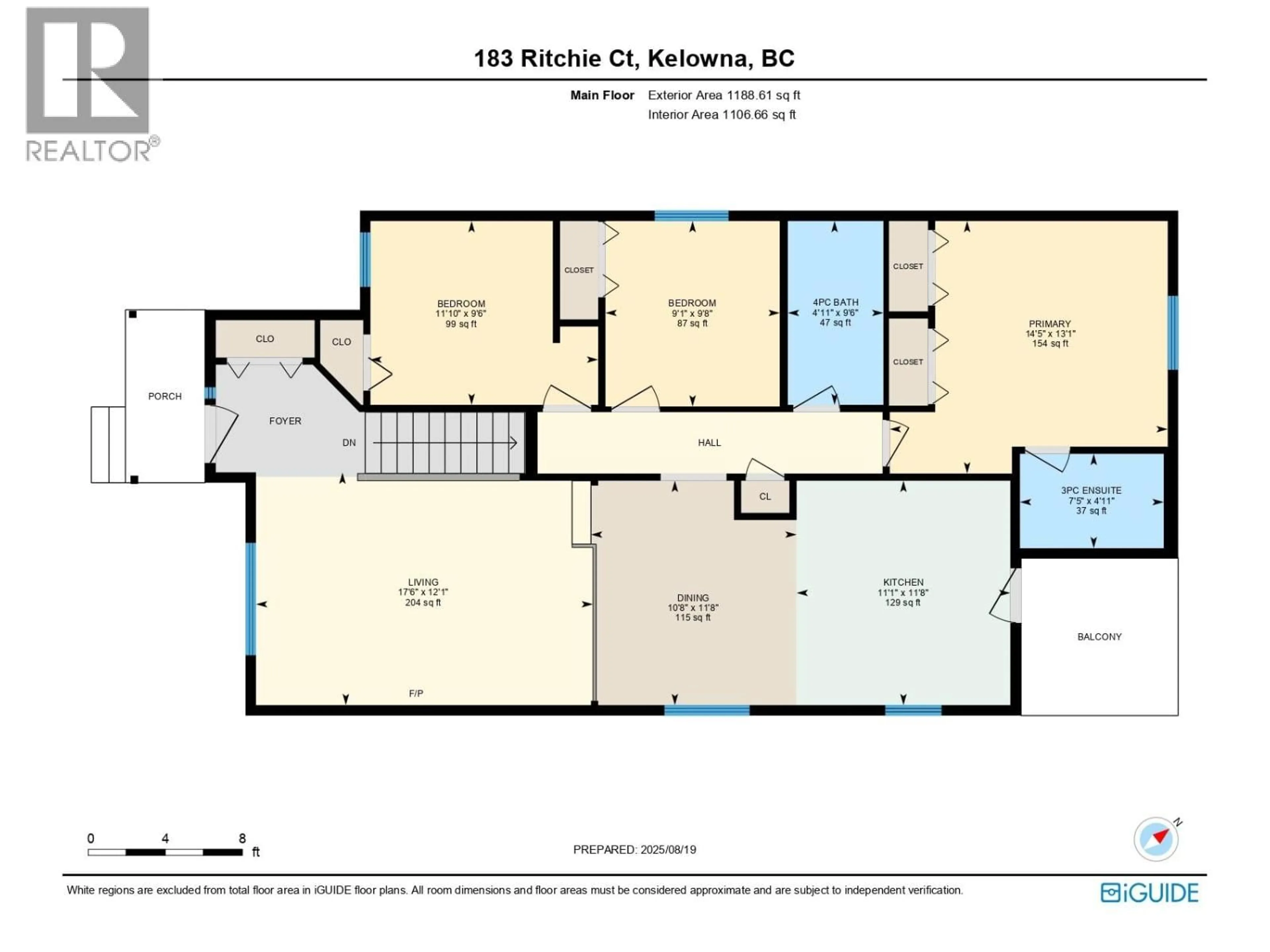 Floor plan for 183 RITCHIE COURT, Kelowna British Columbia V1V2A8