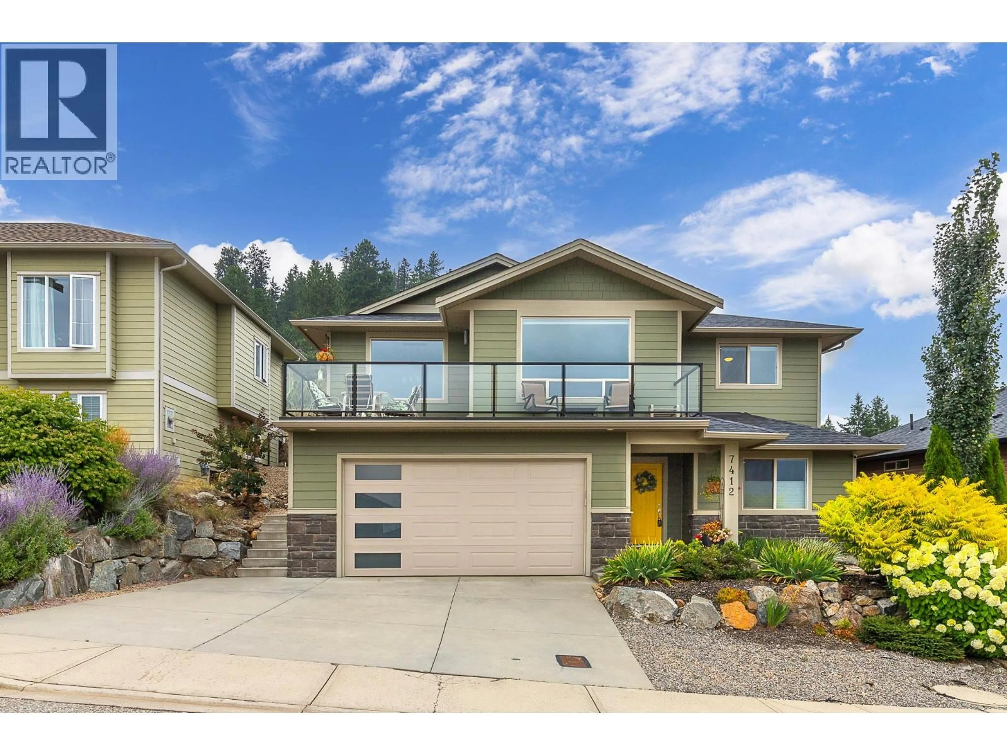 Home with vinyl exterior material, street for 7412 SUN PEAKS DRIVE, Vernon British Columbia V1B4C6