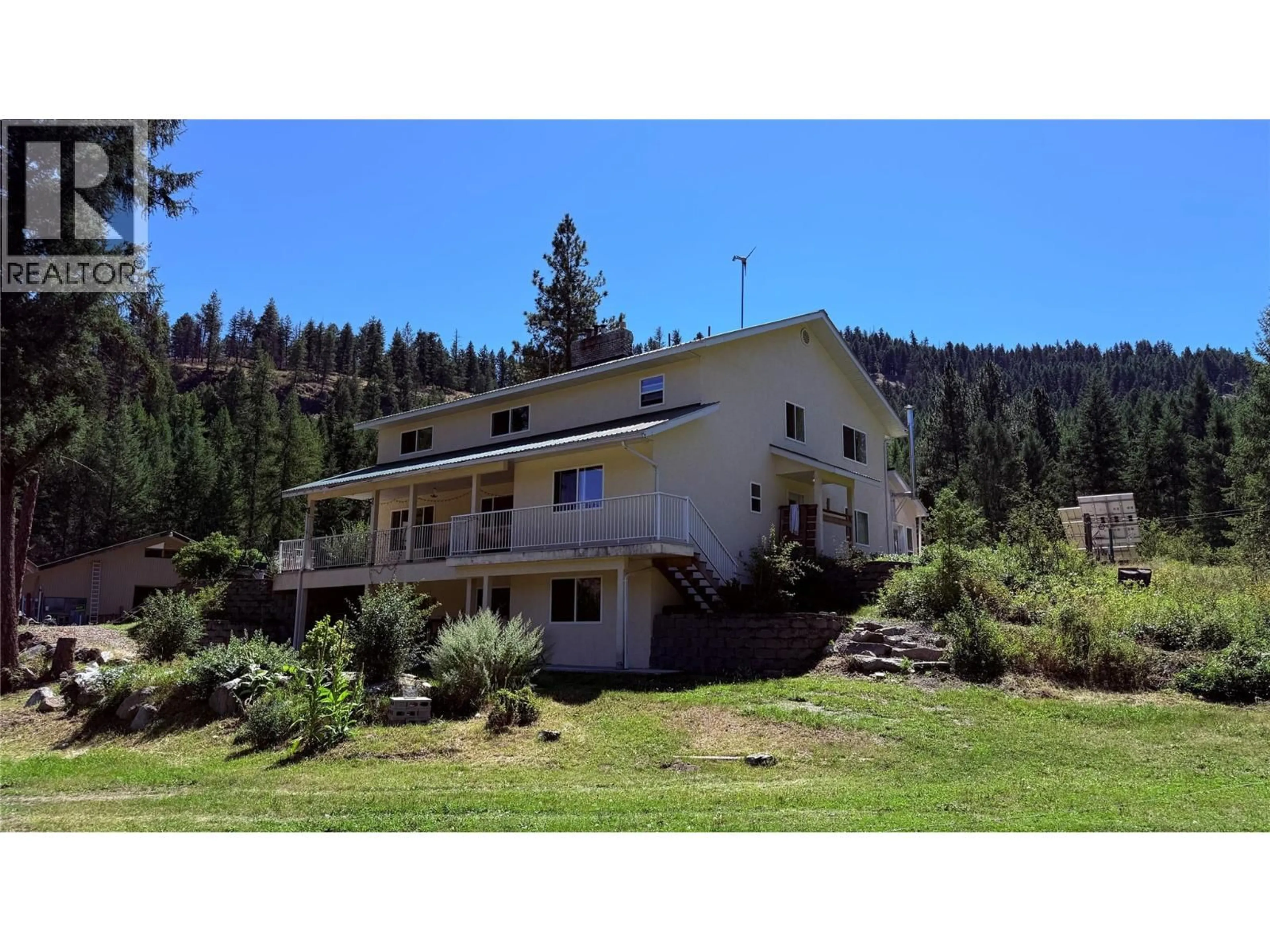 A pic from outside/outdoor area/front of a property/back of a property/a pic from drone, mountain view for 3300 MYERS CREEK ROAD, Midway British Columbia V0H1M0