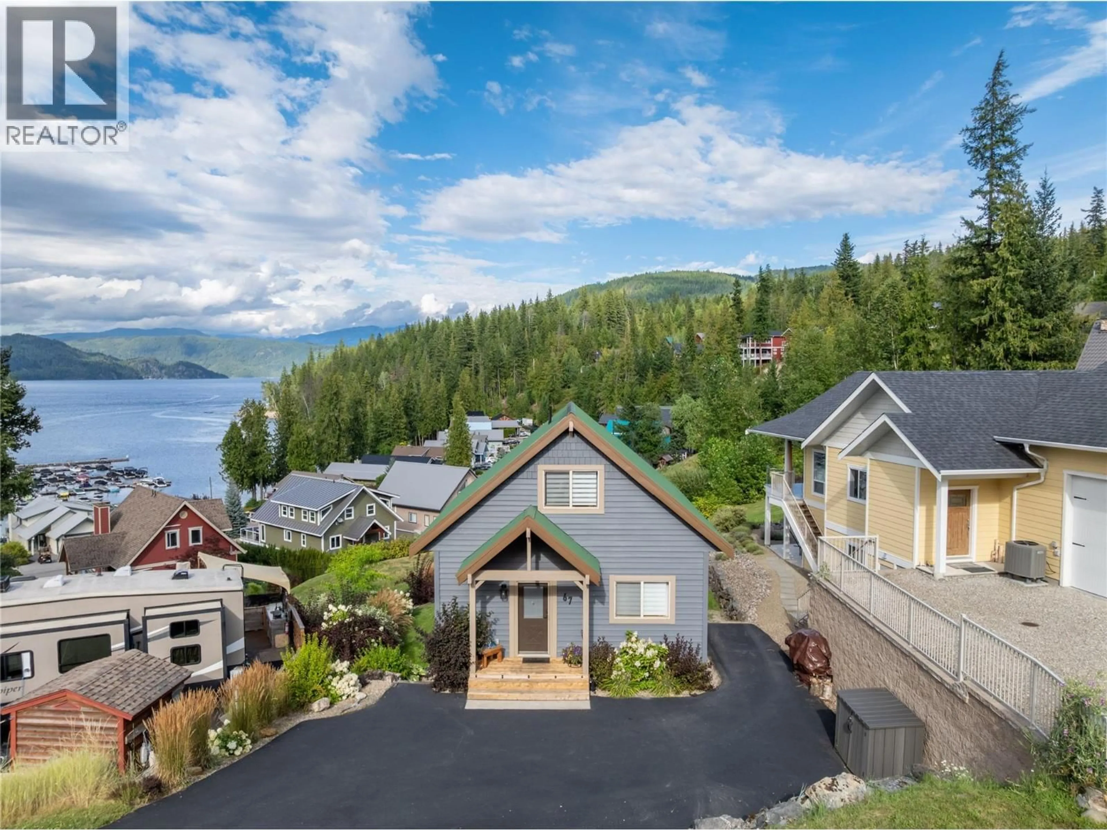 A pic from outside/outdoor area/front of a property/back of a property/a pic from drone, water/lake/river/ocean view for 67 - 6421 EAGLE BAY ROAD, Eagle Bay British Columbia V0E1T0