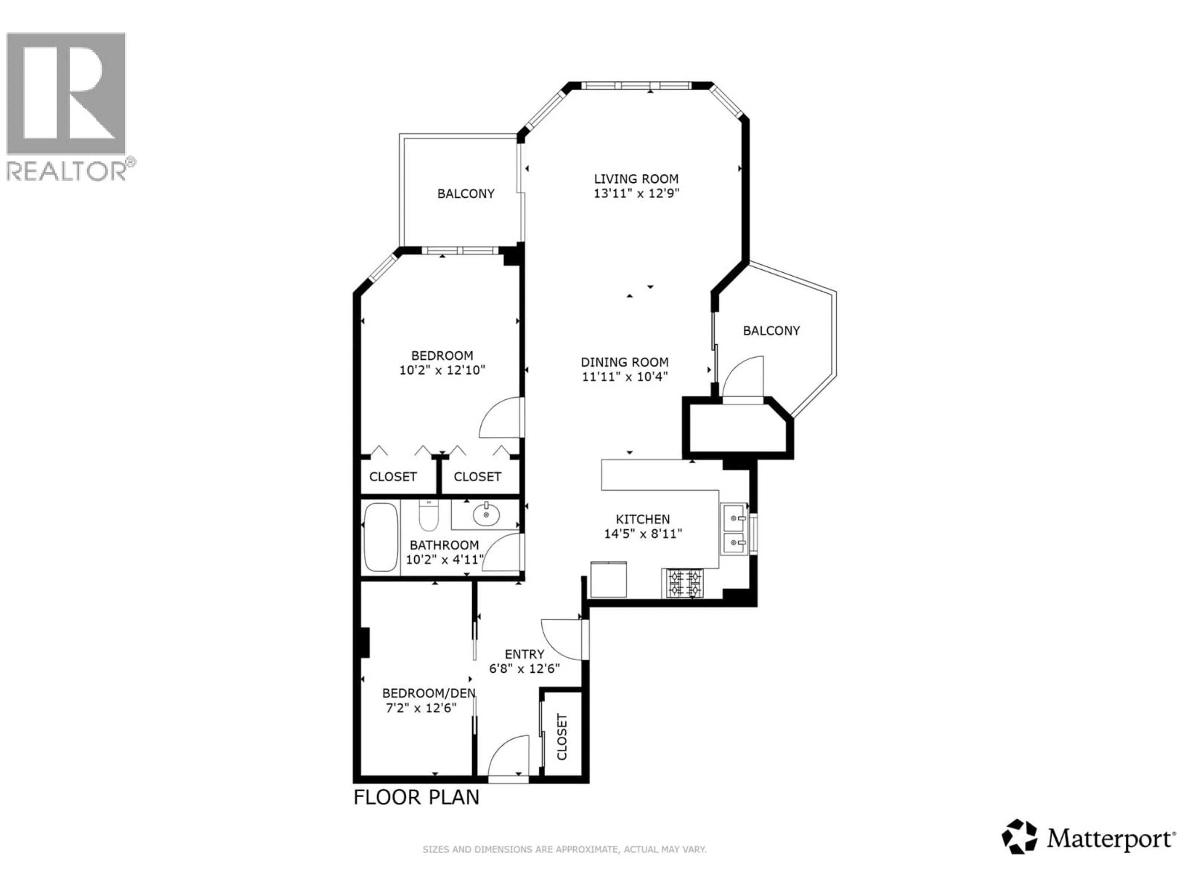 Floor plan for 1505 - 1128 SUNSET DRIVE, Kelowna British Columbia V1Y9W7